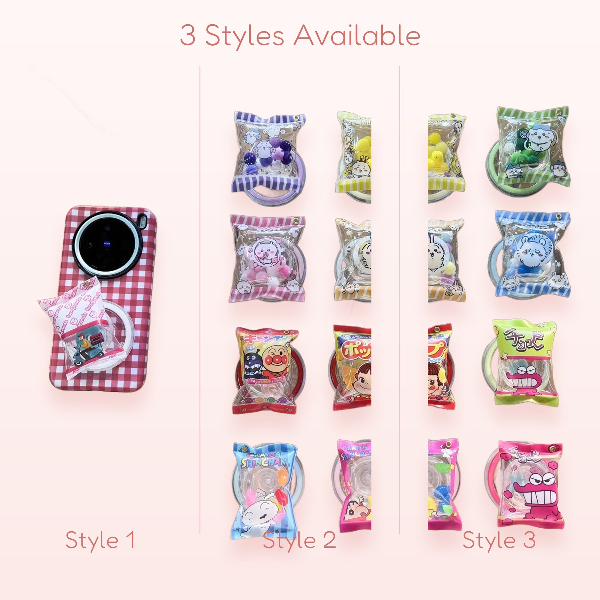 Kawaii Character Snack Bag Phone Grip | Cute Pop Socket Stand