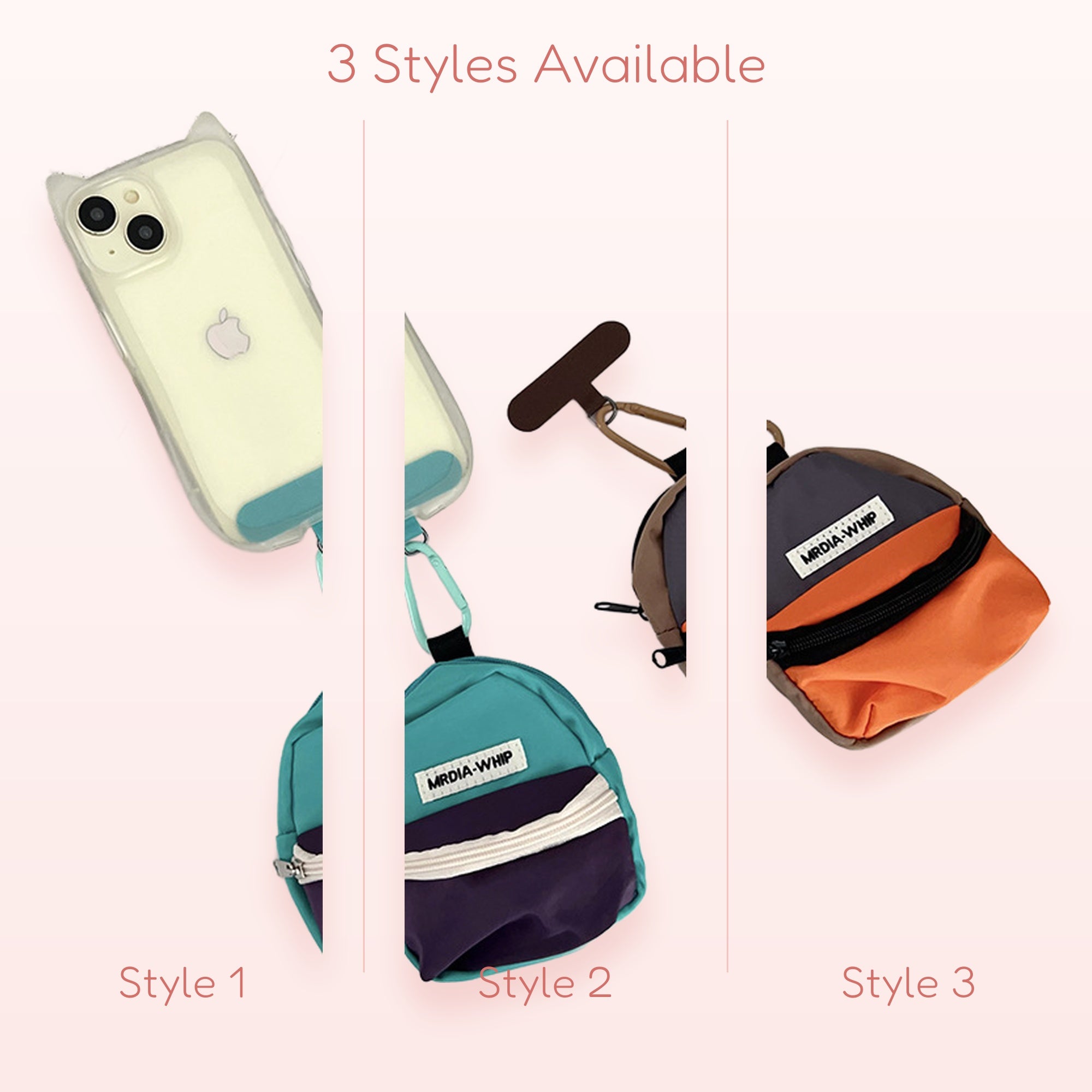 Mini Backpack Phone Charm | Cute Teal & Orange Keychain Pouch
