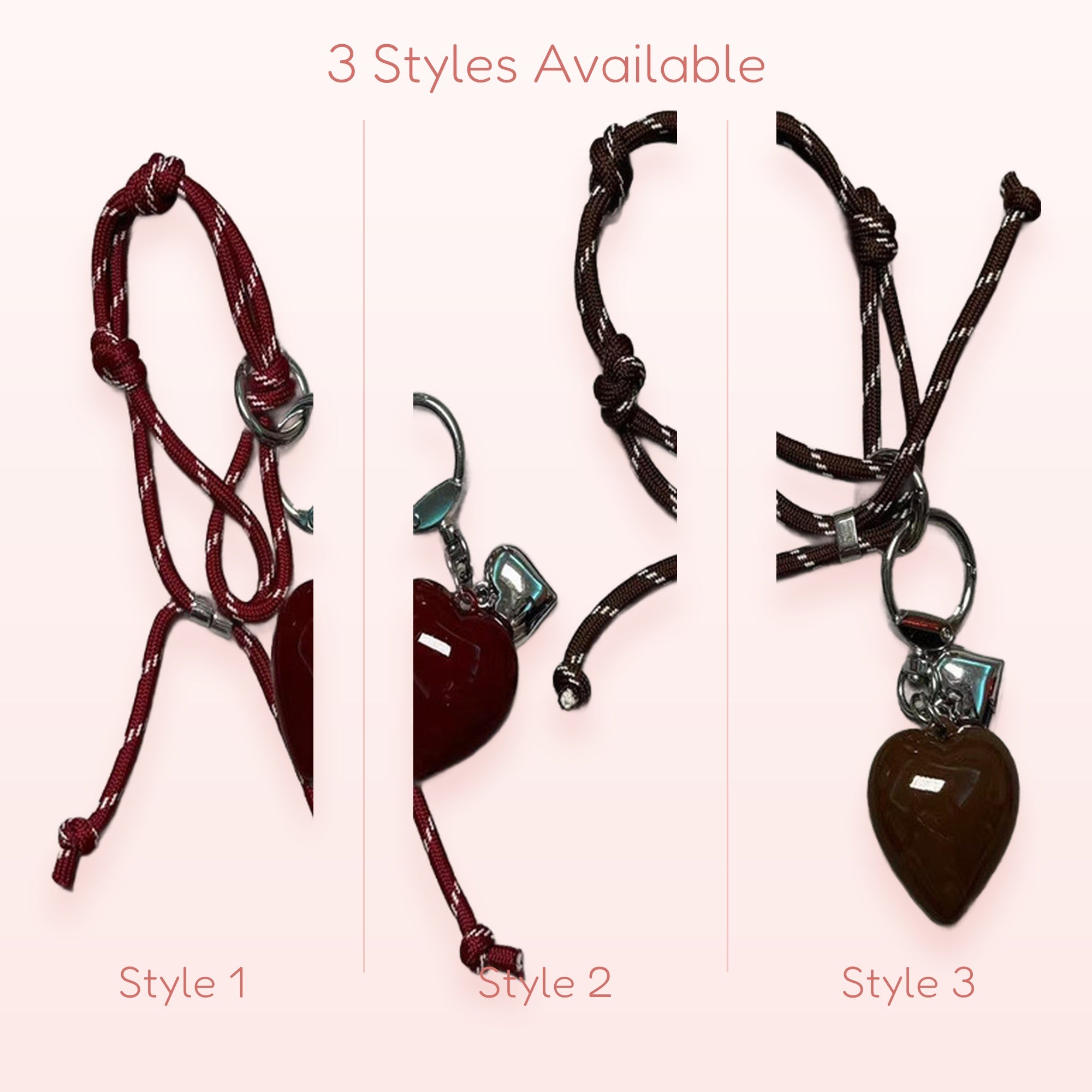 Cute Heart Charm Phone Strap | Aesthetic Rope Wrist Lanyard
