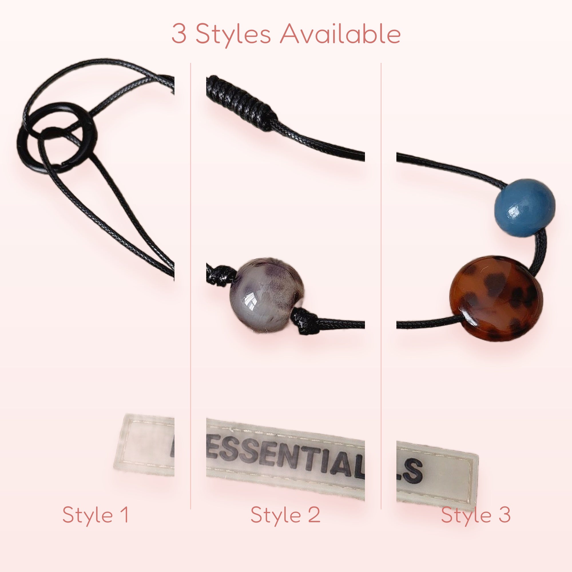 Aesthetic Beaded Phone Charm Strap | Black Cord Wrist Lanyard with Earthy Tones