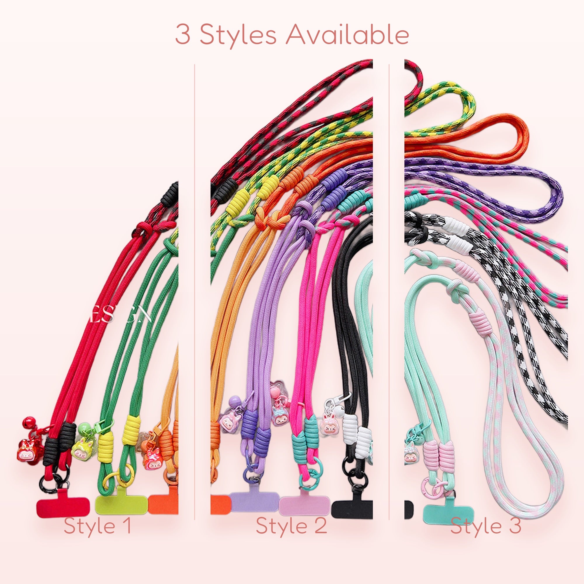 Colorful Adjustable Phone Lanyard Straps | Kawaii Cartoon Charm Crossbody Neck Holder