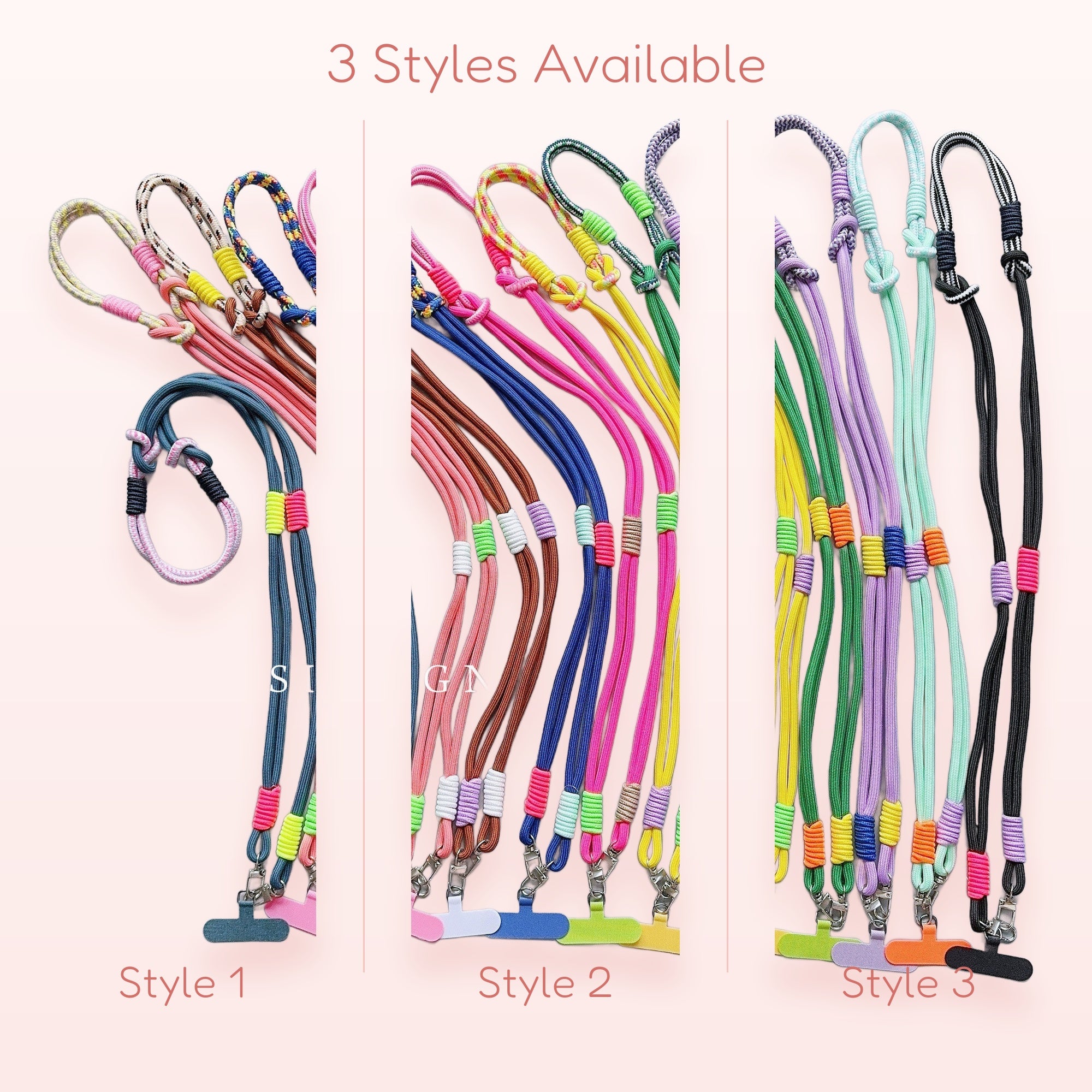 SIMPLYBUBBI — Multi-colored Braided Phone Lanyard | Neck Strap with Connector Patch