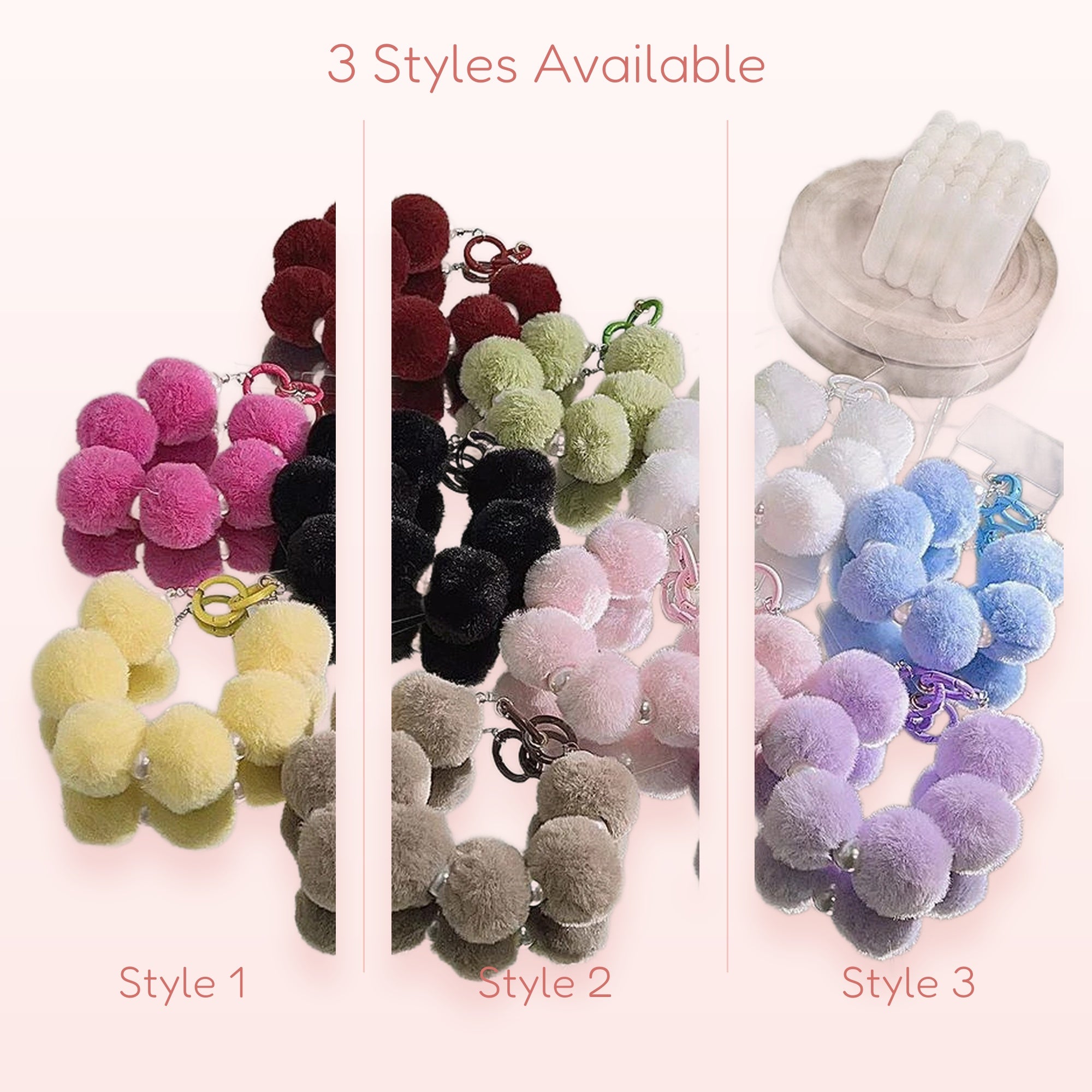 SIMPLYBUBBI — Fluffy Faux Fur Pom Pom Keychain | Soft Ball Wristlet Lanyard