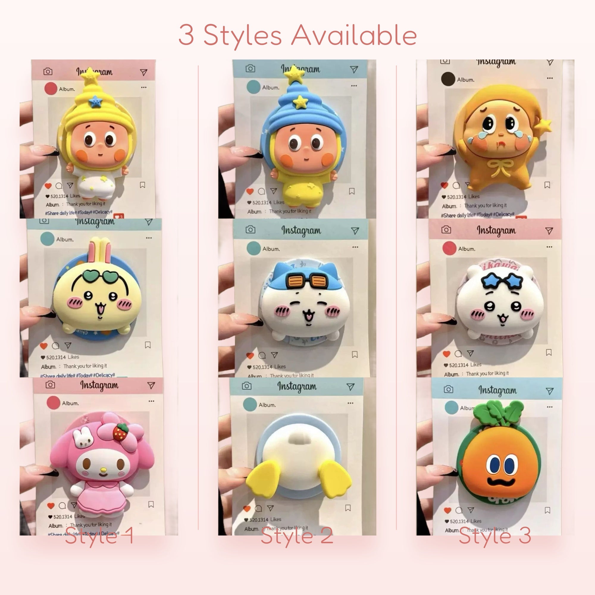 SIMPLYBUBBI — Cute Resin Vinyette Phone Grips | Kawaii Cartoon Socket Stands