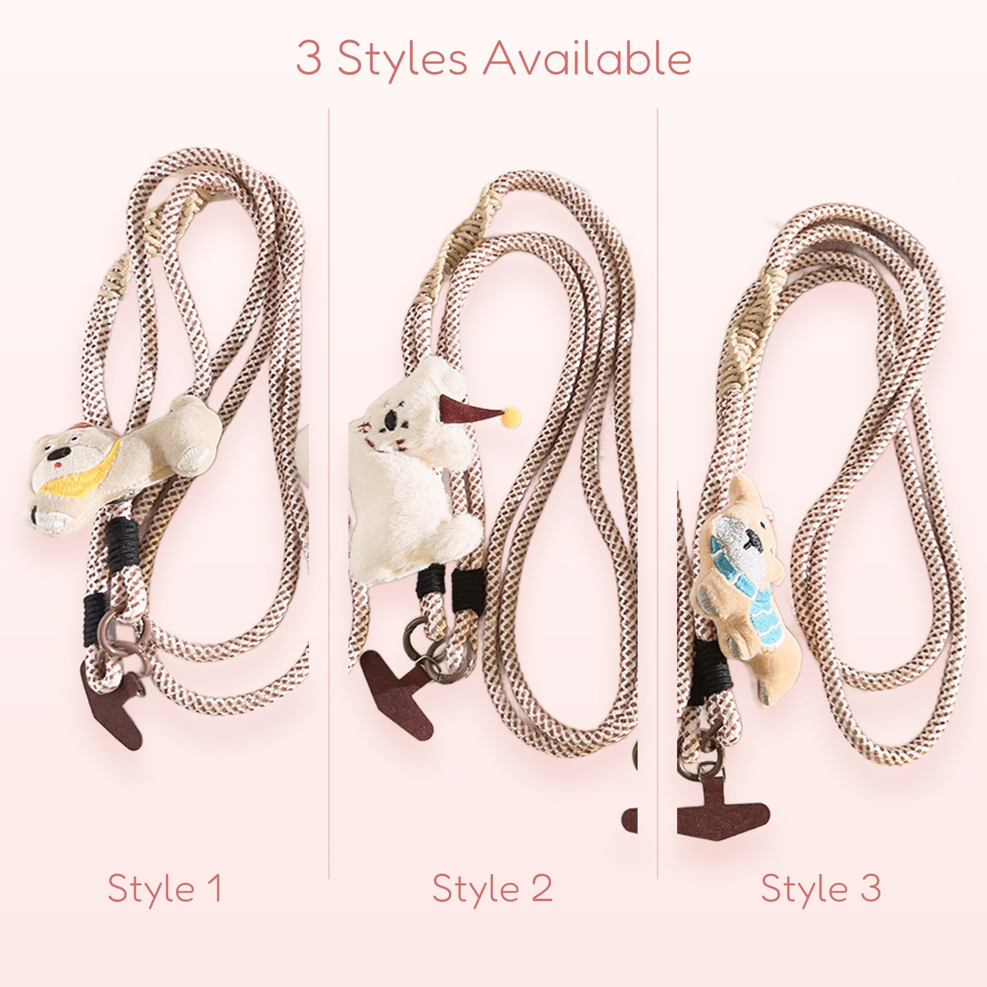 Cute Animal Plush Phone Lanyard | Kawaii Braided Rope Crossbody Phone Strap