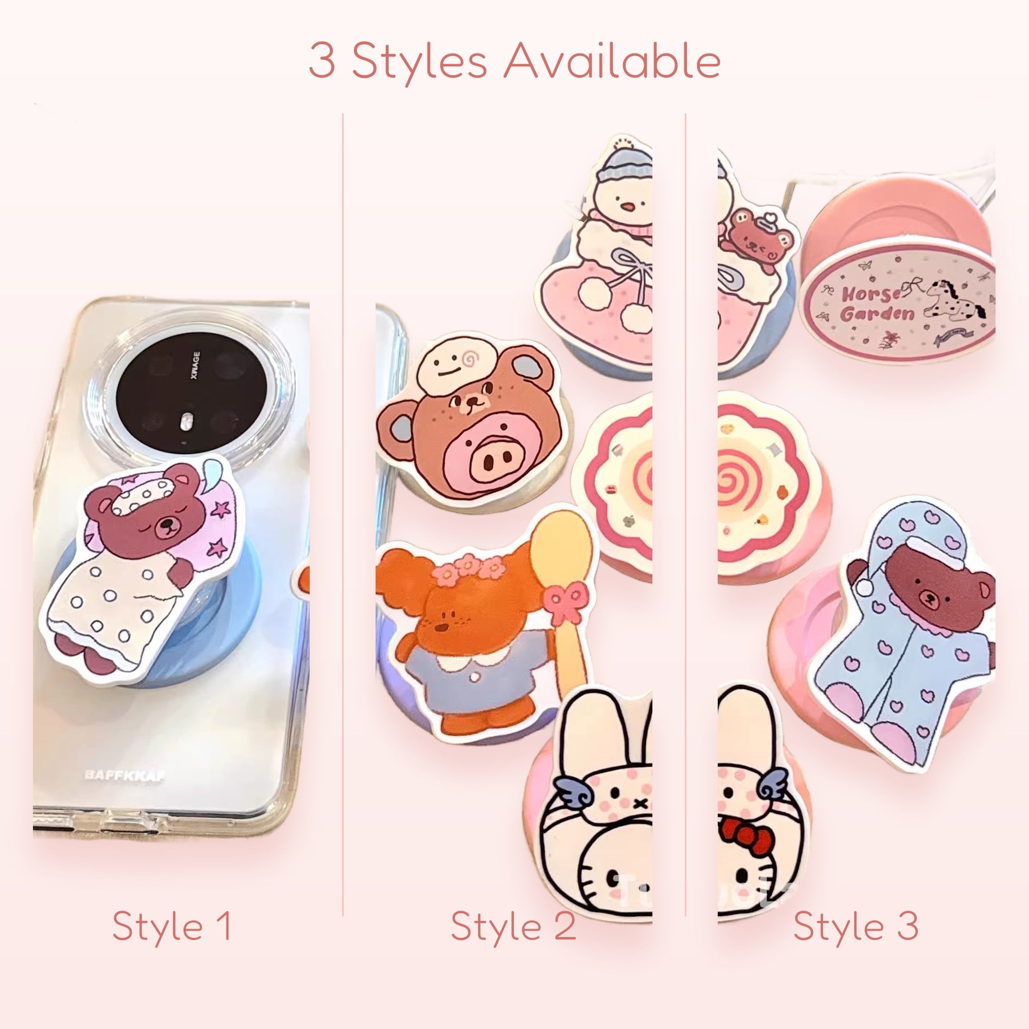 SimplyBubbi — Sweet Dreams Animal Phone Grips | Cute Bear Bunny Pop Socket