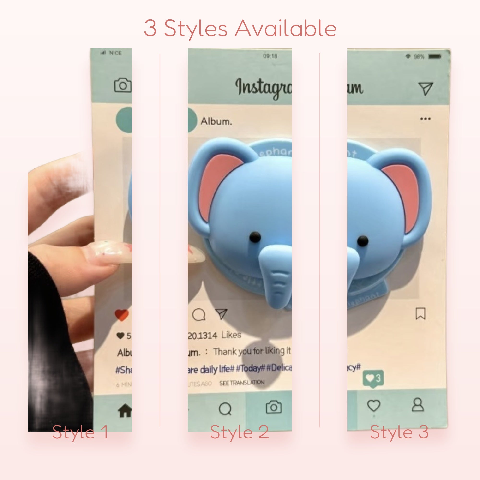 Cute Blue Elephant Phone Grip | Kawaii Silicone Pop Socket Stand