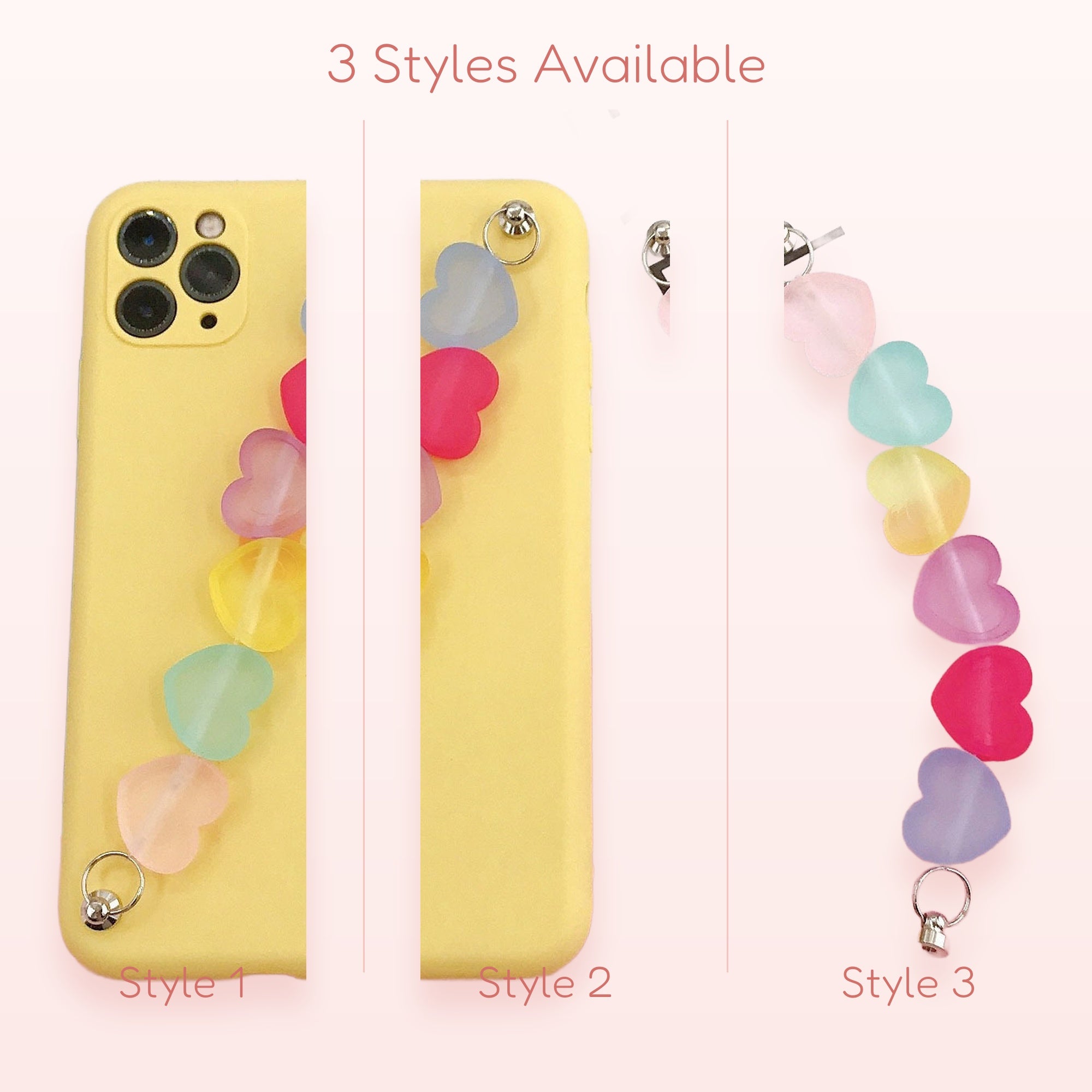 Petal & Pearl — Pearlescent Heart & Flower Beaded Phone Charm