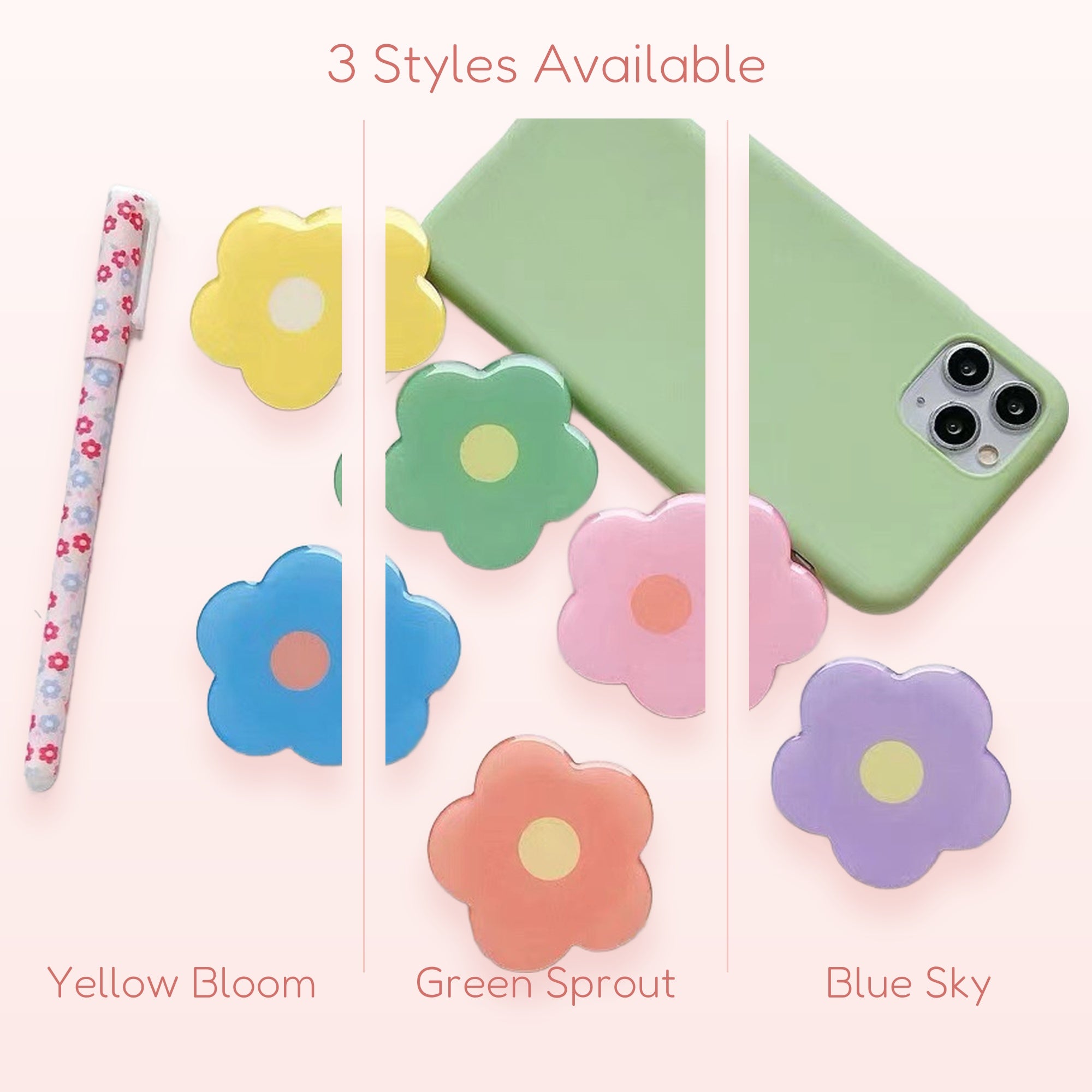 Petal Push — Pastel Flower Phone Grip & Pop Socket Stand