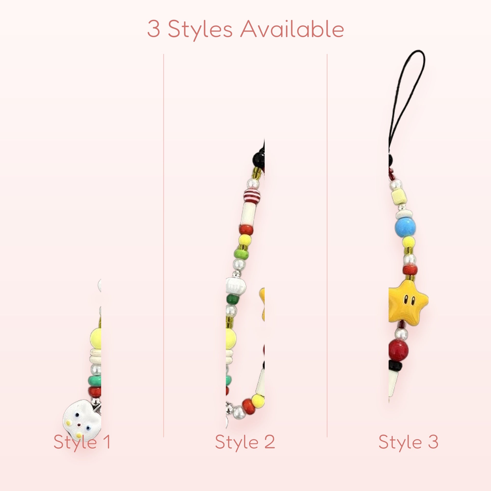 Kawaii Beaded Phone Charm Strap | Colorful Star & Face Wrist Lanyard