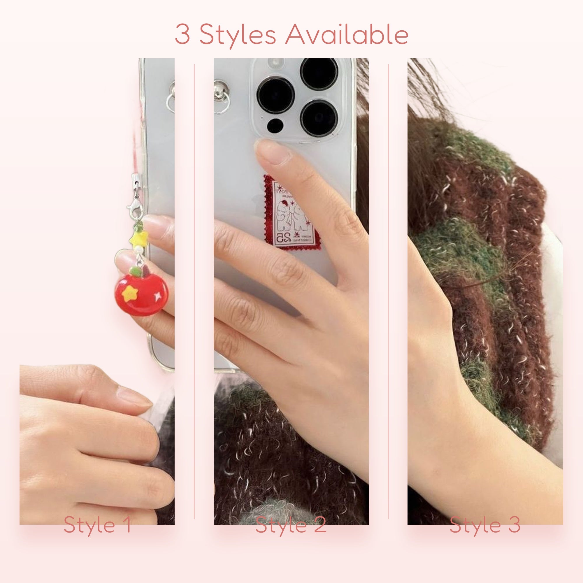 Cute Red Apple & Star Phone Charm | Kawaii Beaded Phone Strap