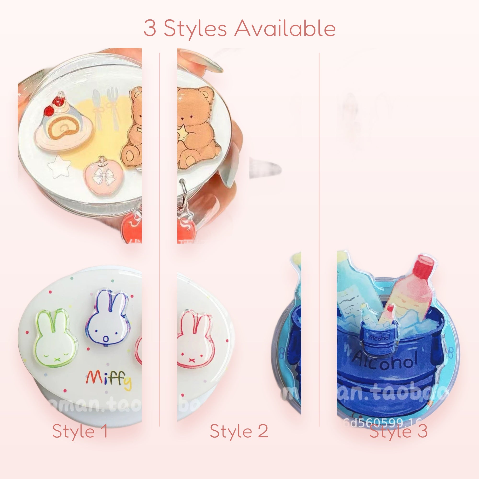 Cute Cartoon Bear & Miffy Bunny Phone Grip | Kawaii Acrylic Pop Socket Stand