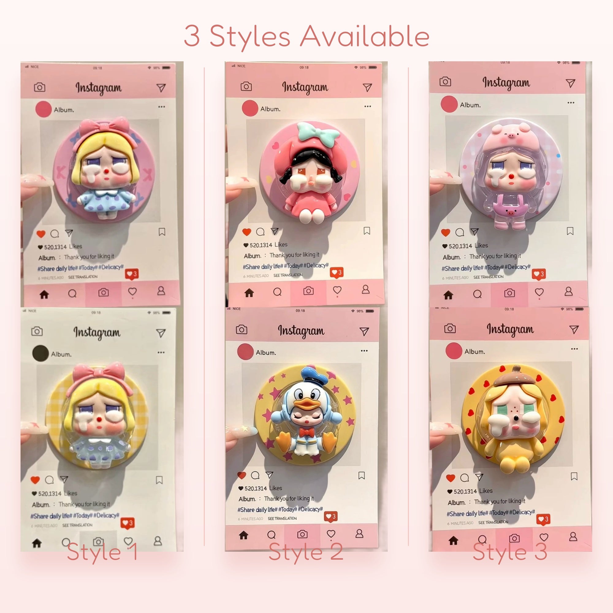 Kawaii Crying Character Phone Grip | Cute Pop Socket Stand for Girls