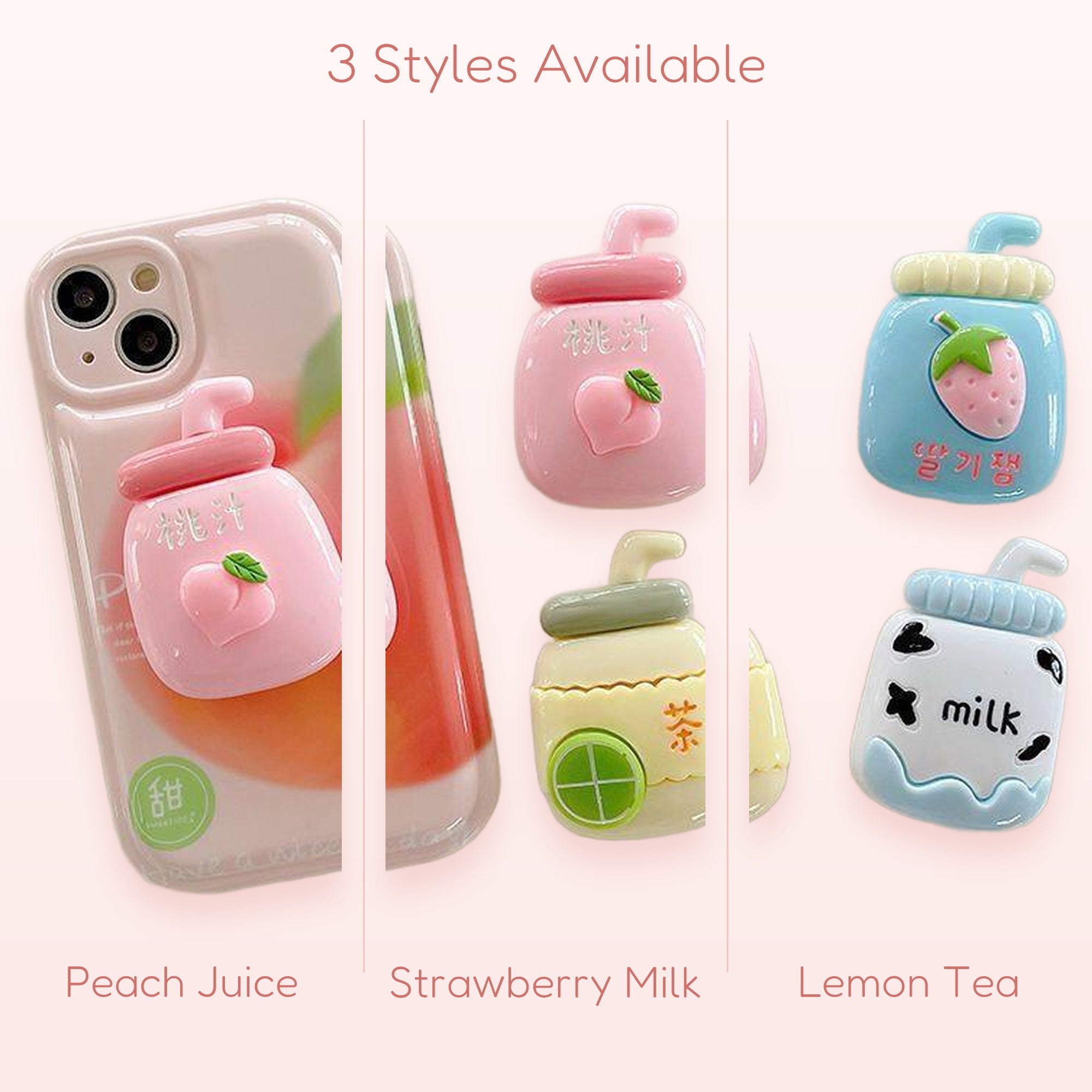 Kawaii Drink Bottle Phone Grip | Cute 3D Pop Socket Stand | Aesthetic Phone Accessory | Gift for Her