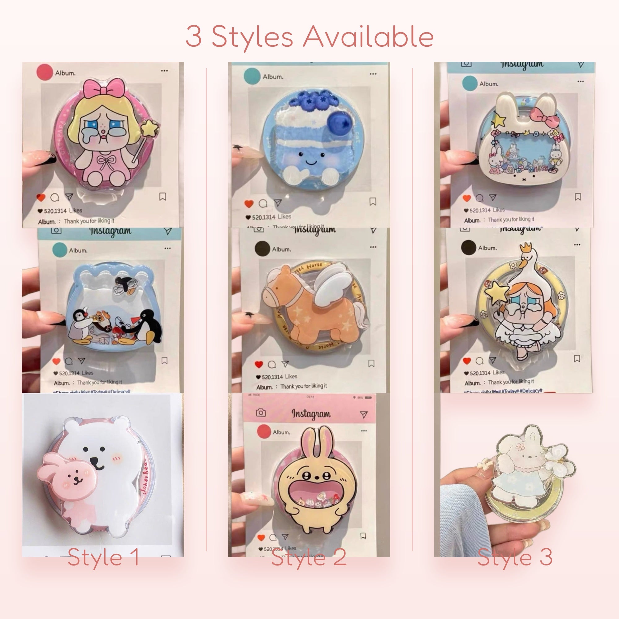 SIMPLYBUBBI — Assorted Cartoon Phone Grip Collection | Acrylic Pop Socket Stand