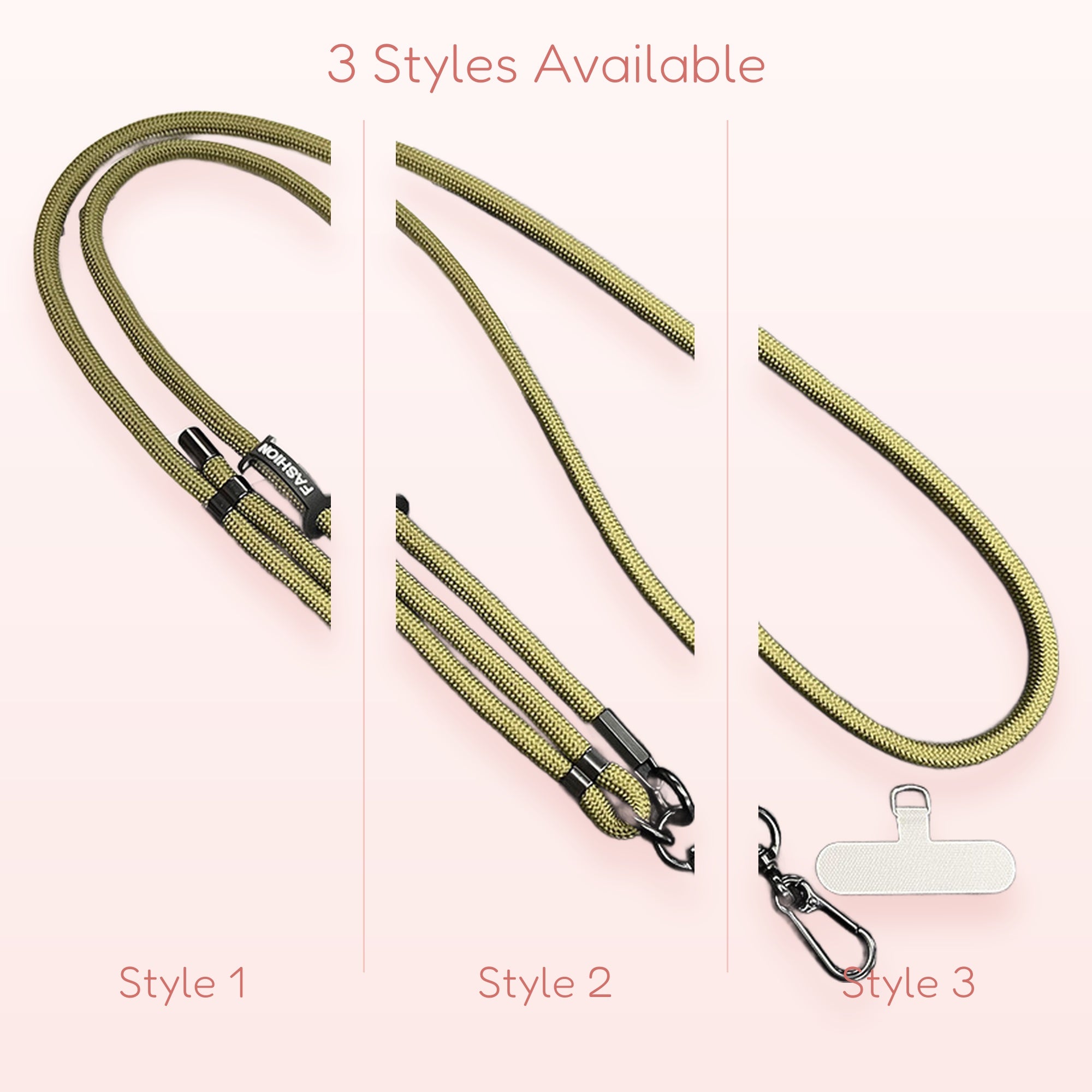 Olive Green Adjustable Crossbody Phone Lanyard | Minimalist Rope Strap with Phone Patch