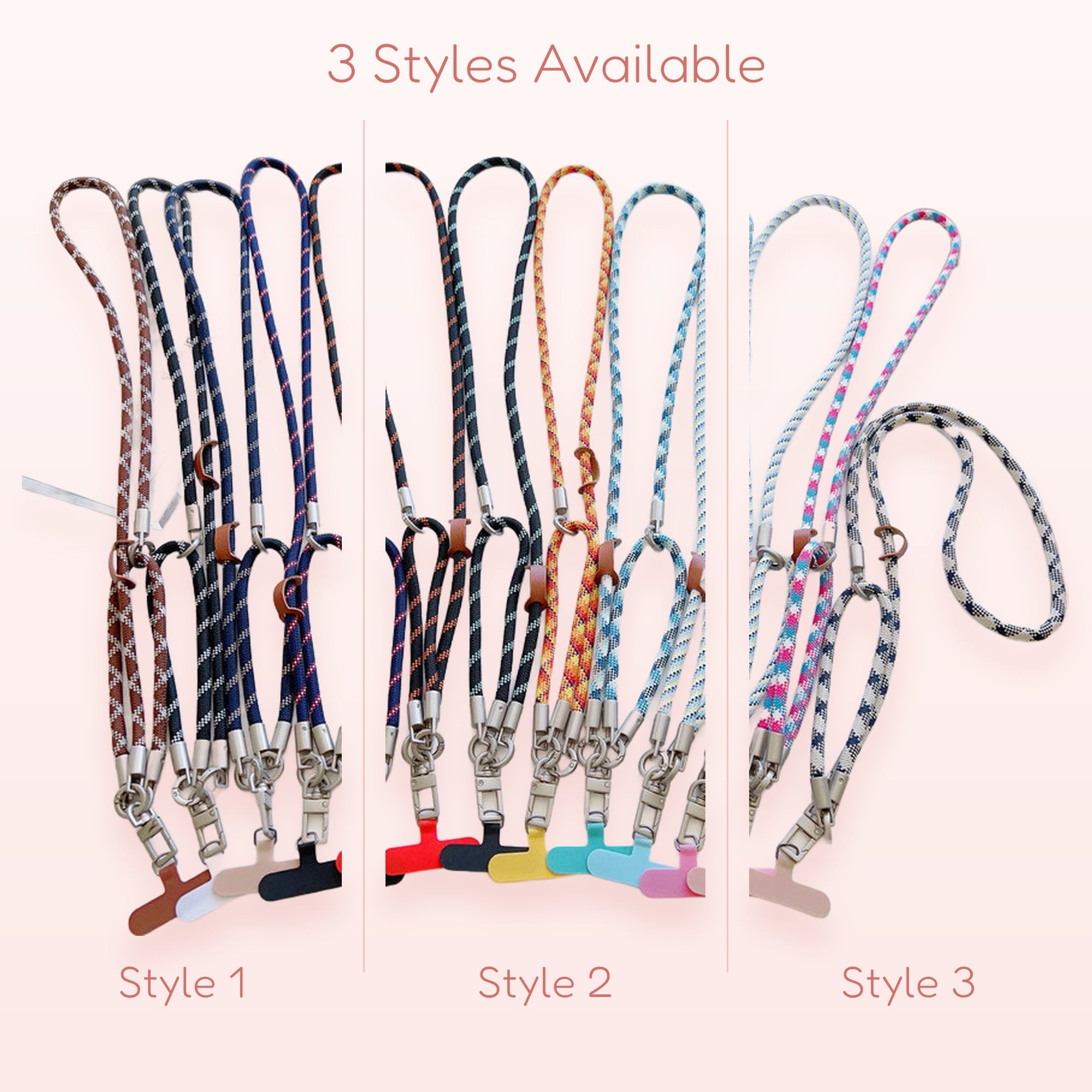 SIMPLYBUBBI — Multi-Tone Rope Phone Lanyard | Adjustable Crossbody Strap with Tab