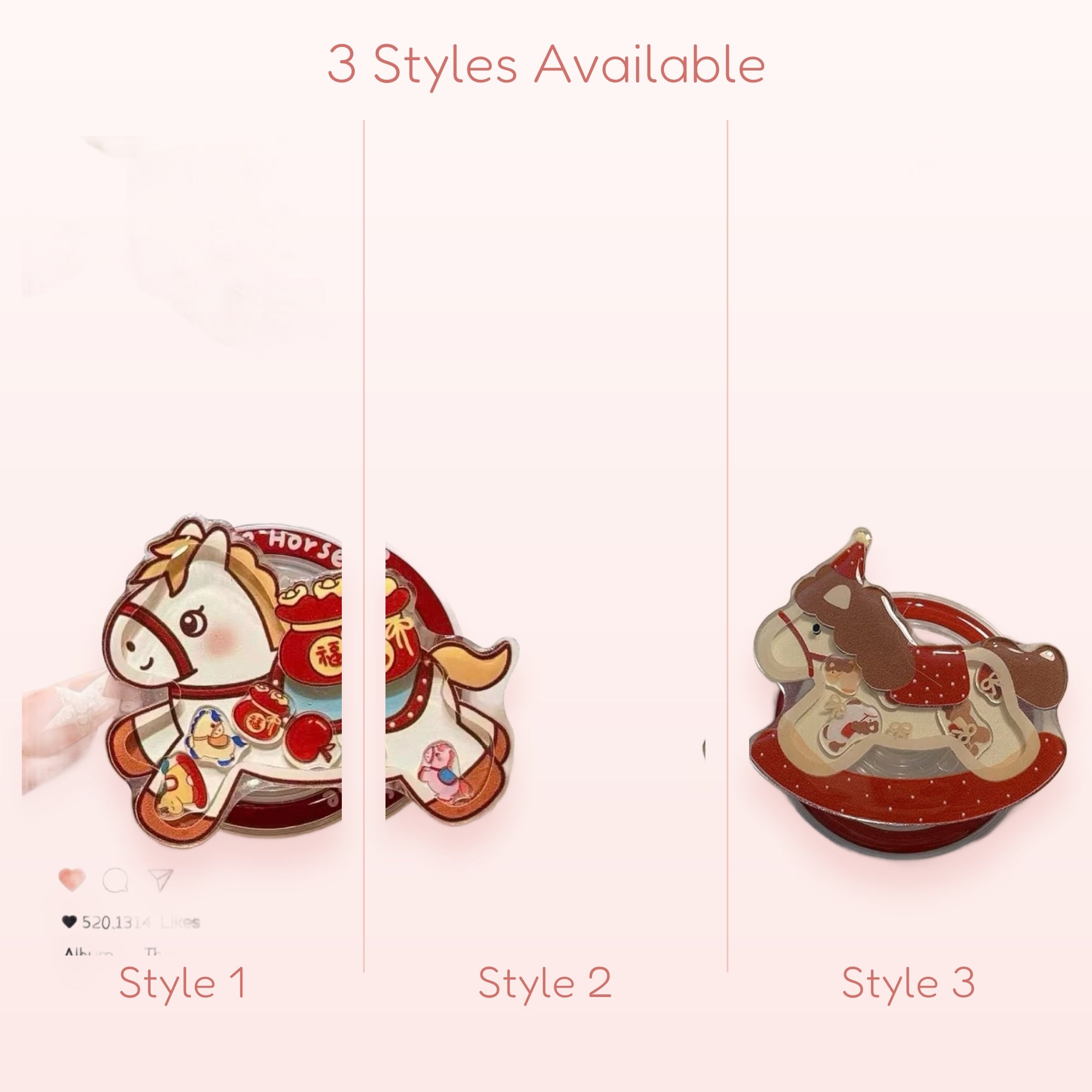Kawaii Lucky Horse Phone Grip | Cute Gold Ingot Pop Socket Stand