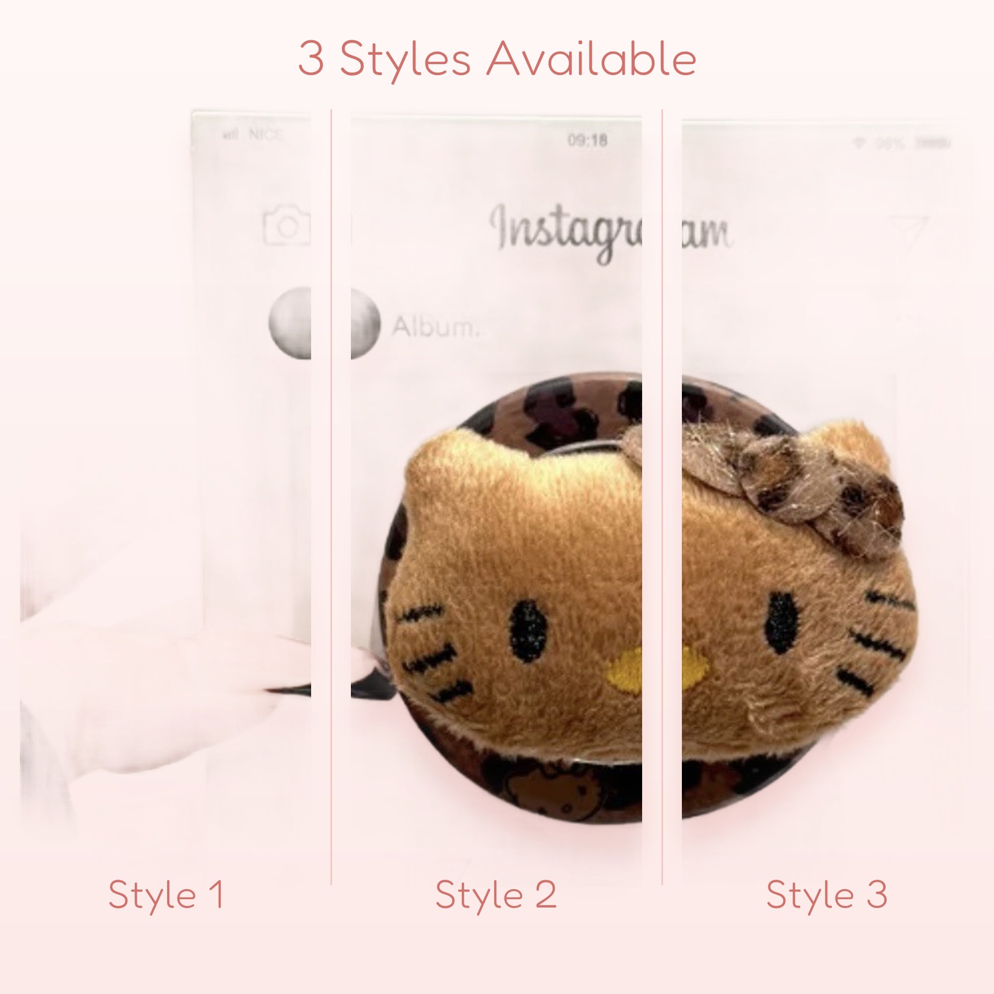 Cute Hello Kitty Leopard Print Phone Grip | Kawaii Pop Socket Stand
