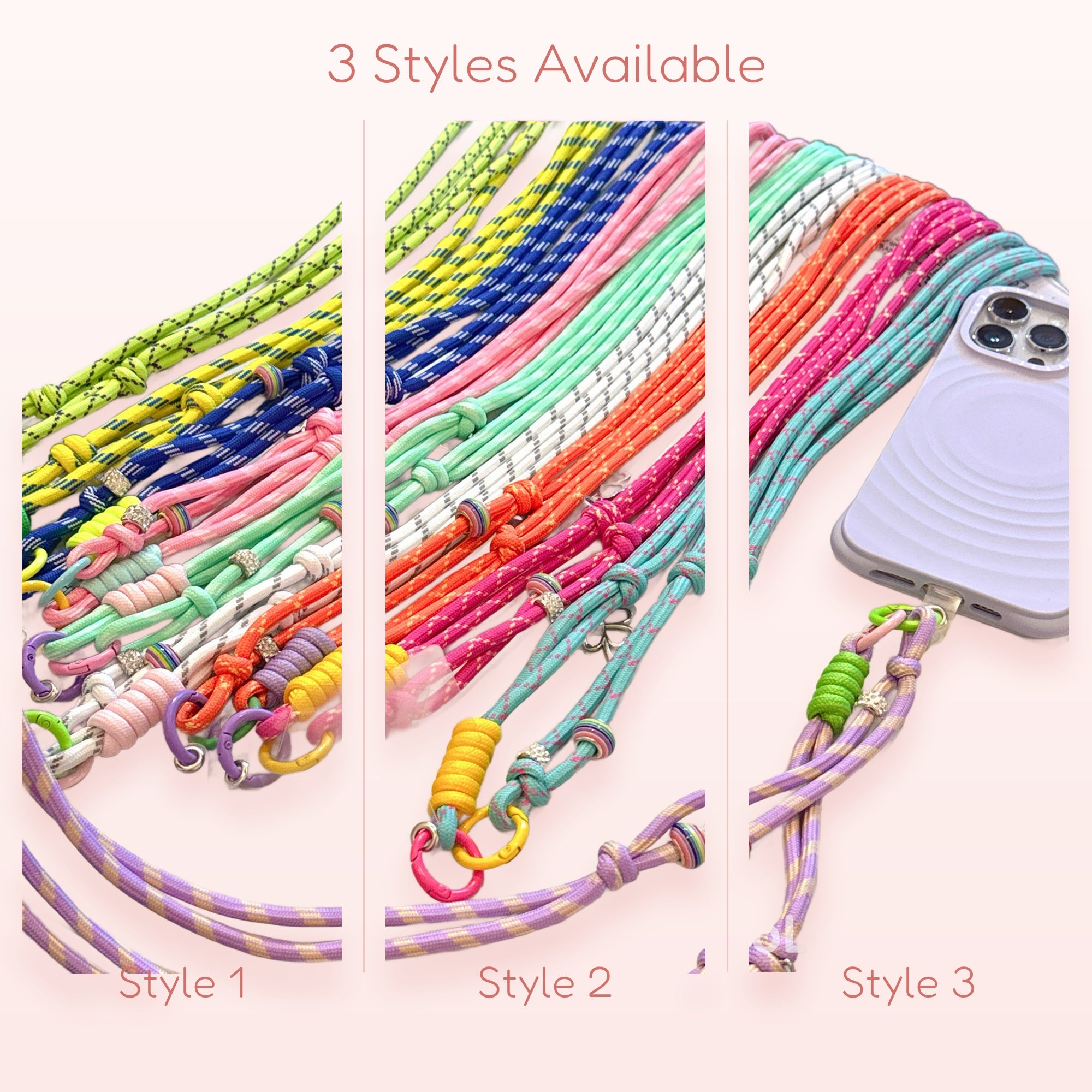 SIMPLYBUBBI — Multi-Color Braided Cord Phone Lanyard | Adjustable Crossbody Strap