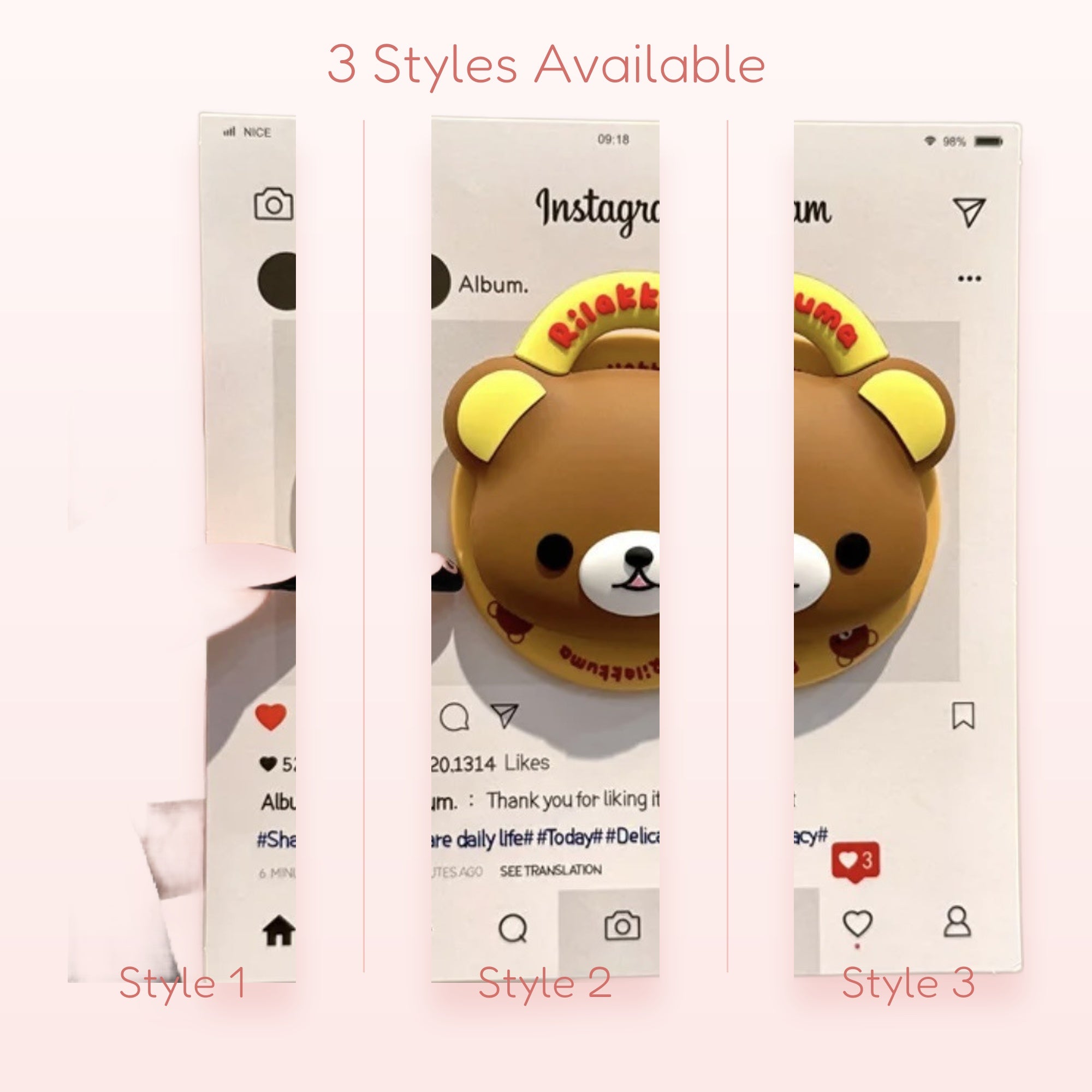 Cute Rilakkuma Bear Phone Grip | Kawaii Brown Pop Socket Stand