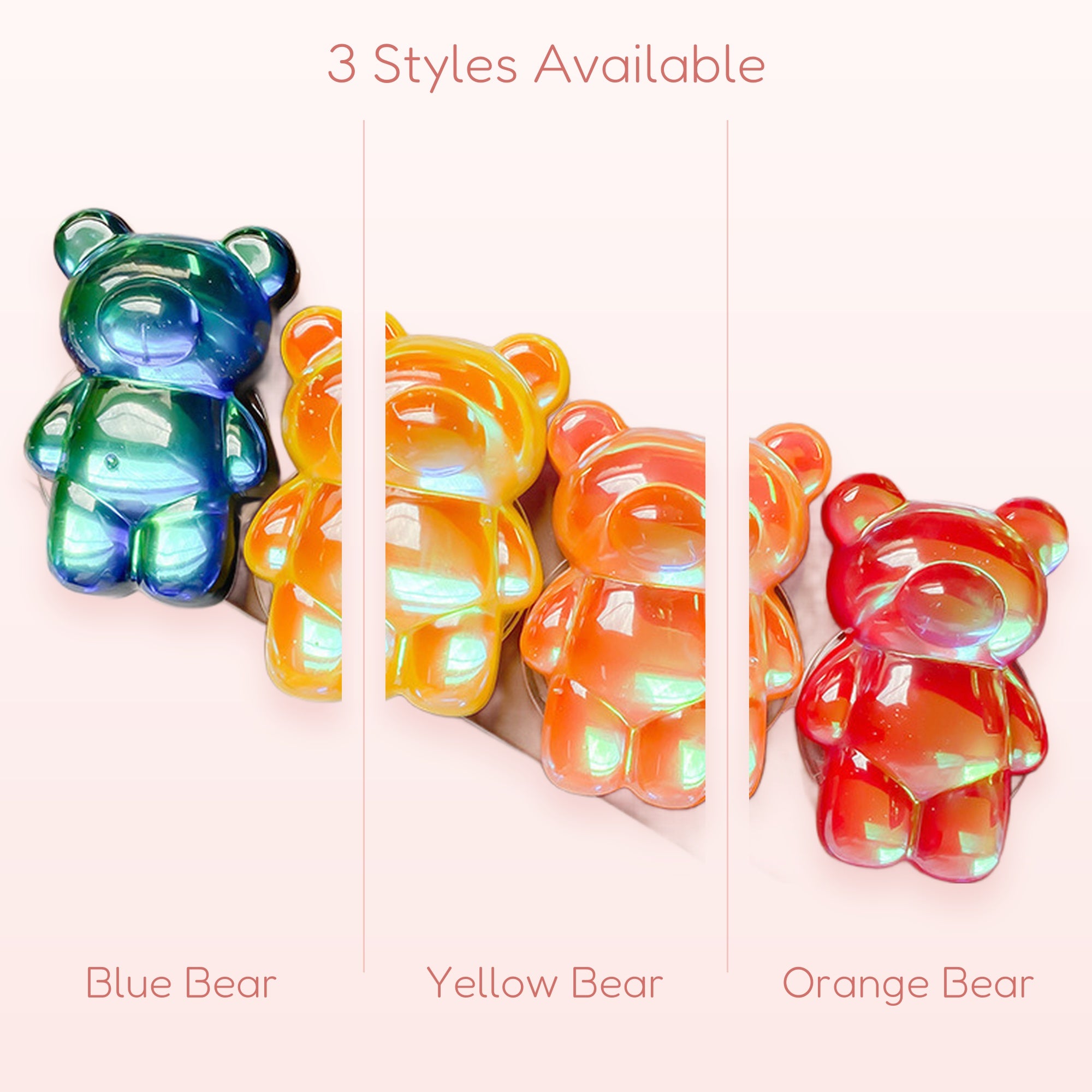 Iridescent Bear Phone Grip | Cute Pop-Out Phone Holder Stand