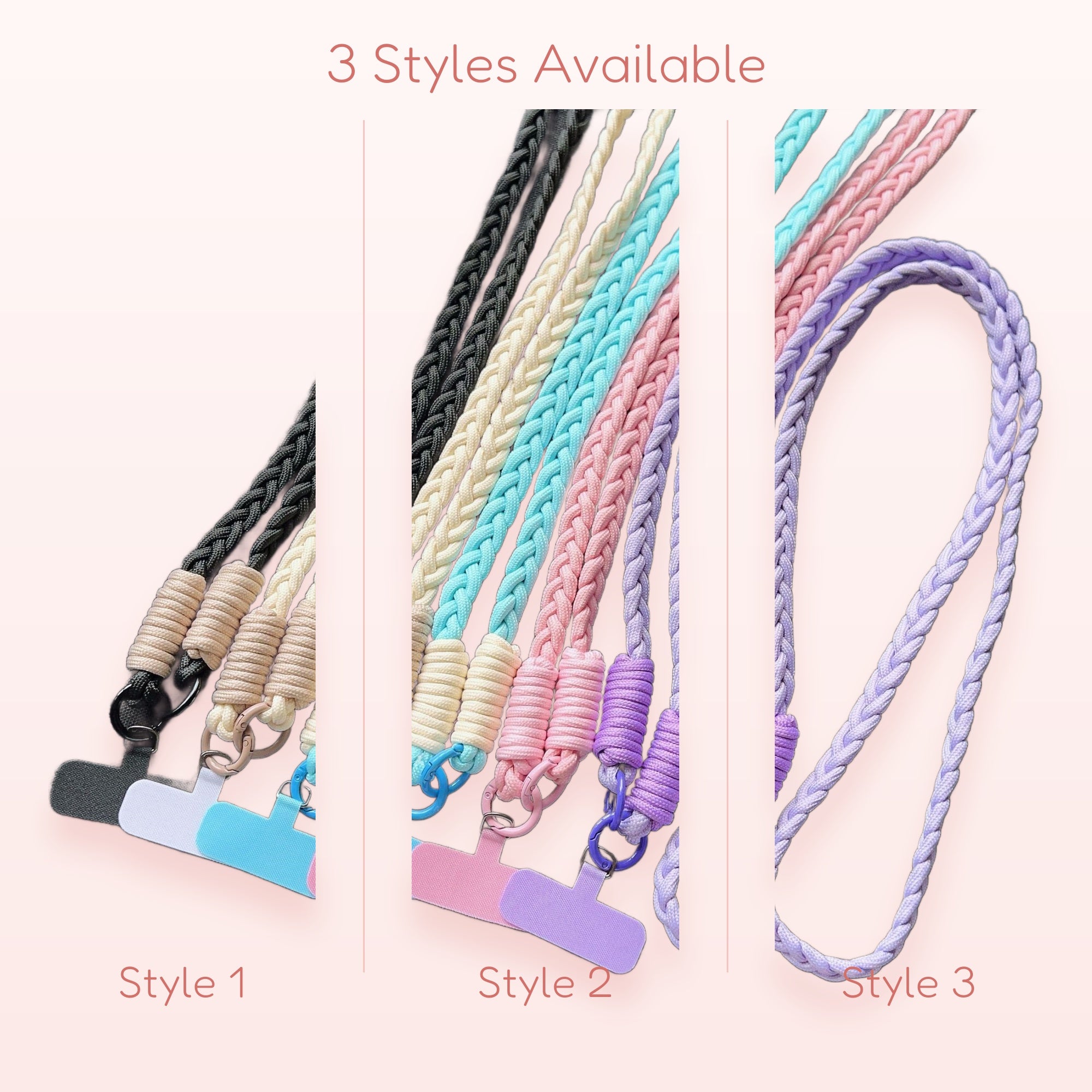 Braided Pastel Phone Lanyard Strap | Cute Woven Wristlet for Phone