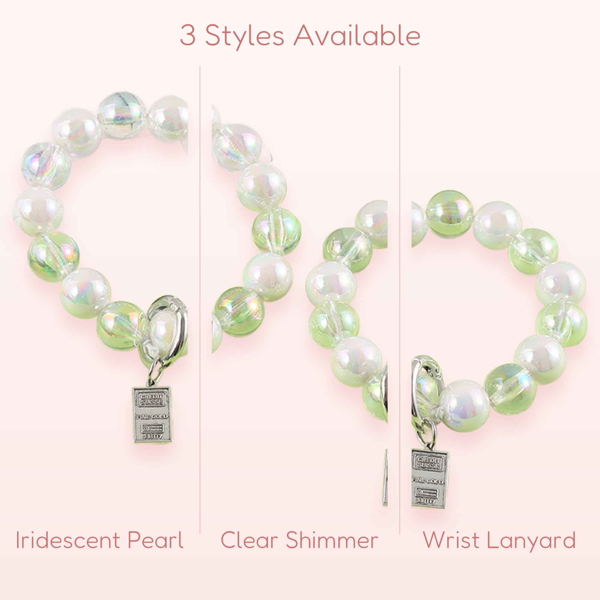 Iridescent Pearl Phone Charm Strap | Cute Beaded Wrist Lanyard