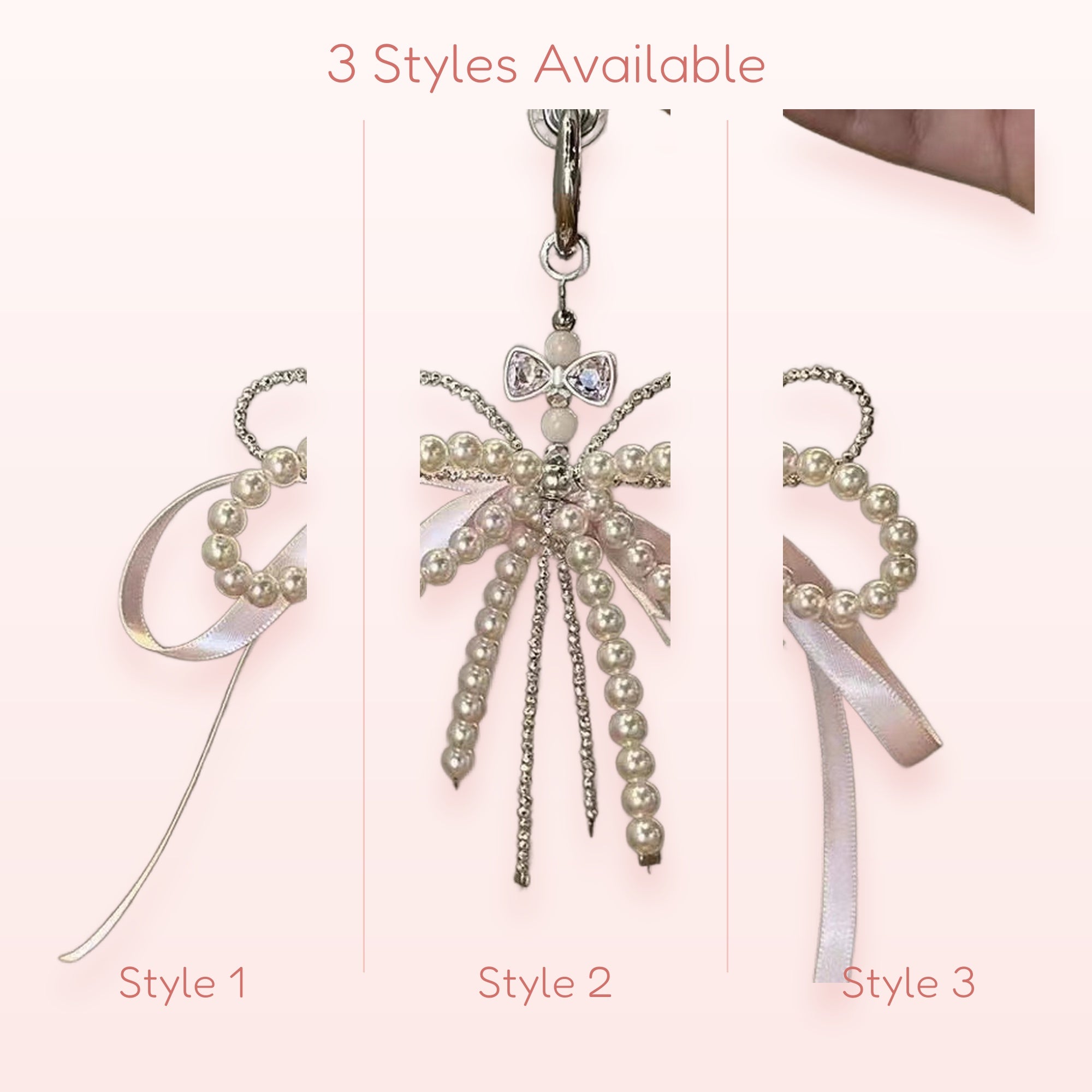 Elegant Pearl Bow Phone Charm | Aesthetic Beaded Keychain Lanyard