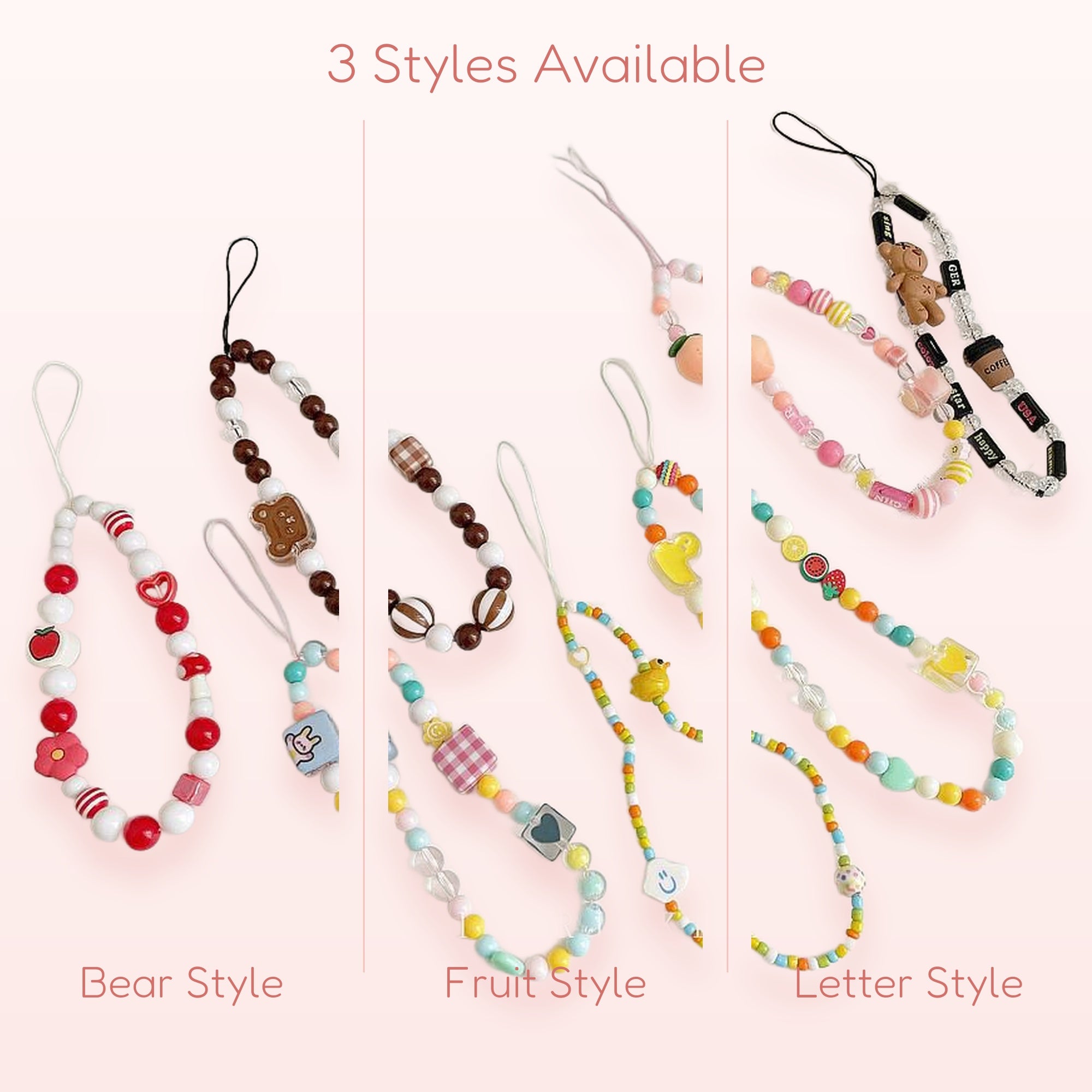Y2K Kawaii Beaded Phone Charm Strap | Character Wrist Lanyard