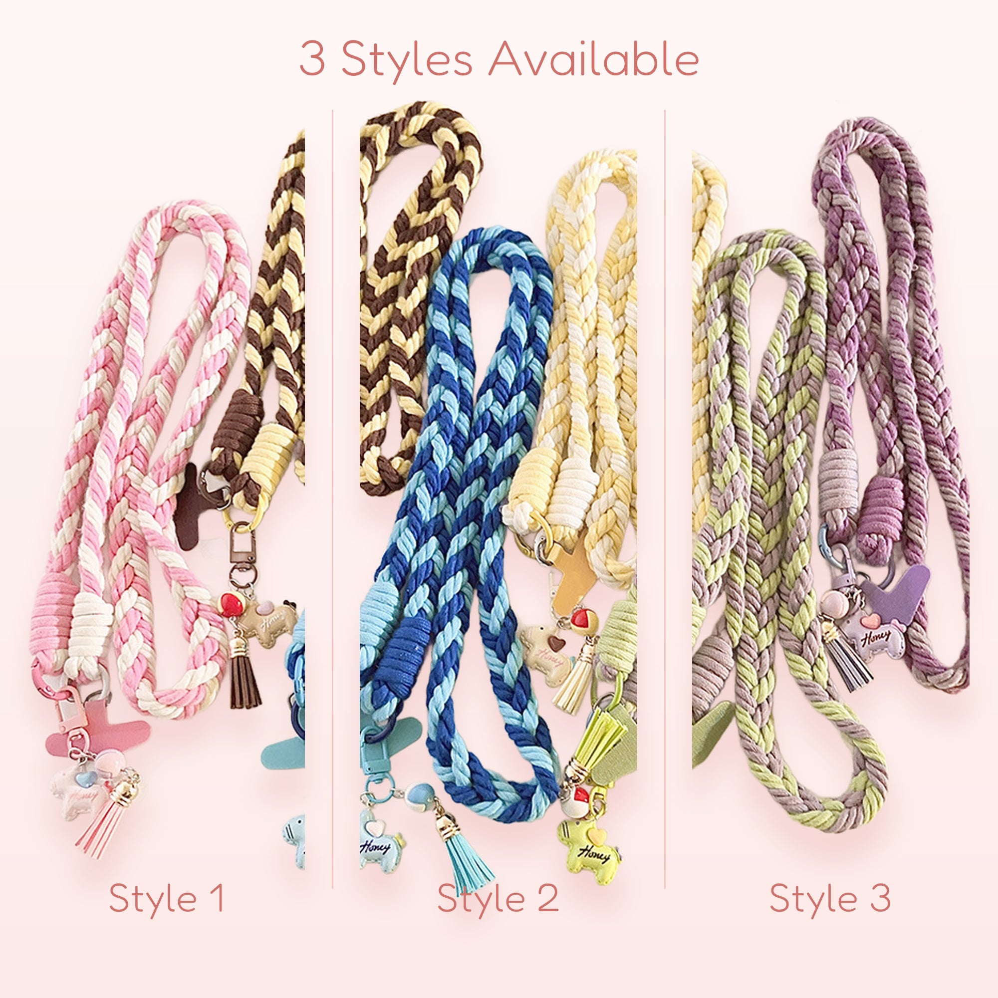 Braided Rope Phone Charm Lanyard | Colorful Woven Wrist Strap with Animal Charms