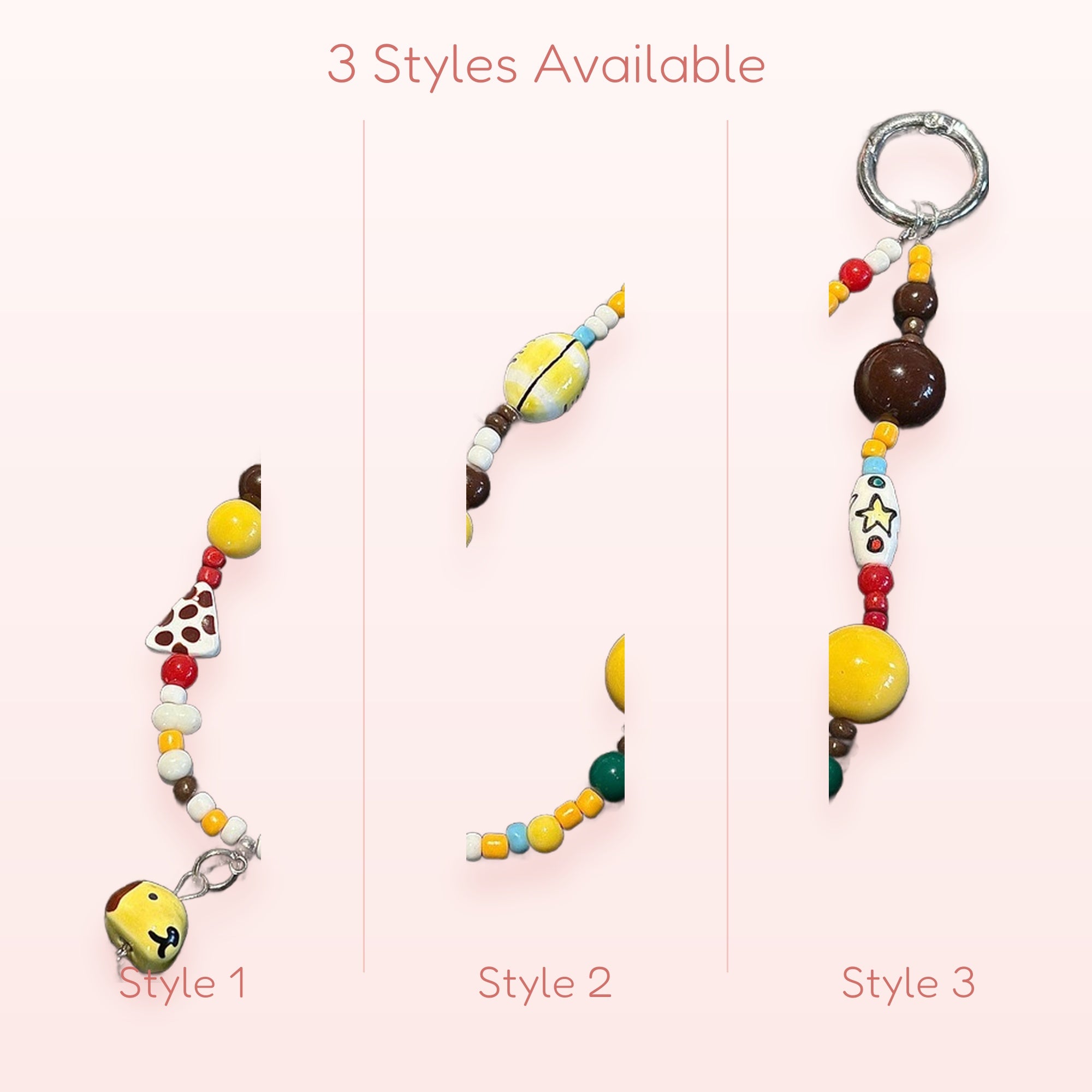 Aesthetic Beaded Phone Charm Strap | Colorful Clay Bead Wrist Lanyard