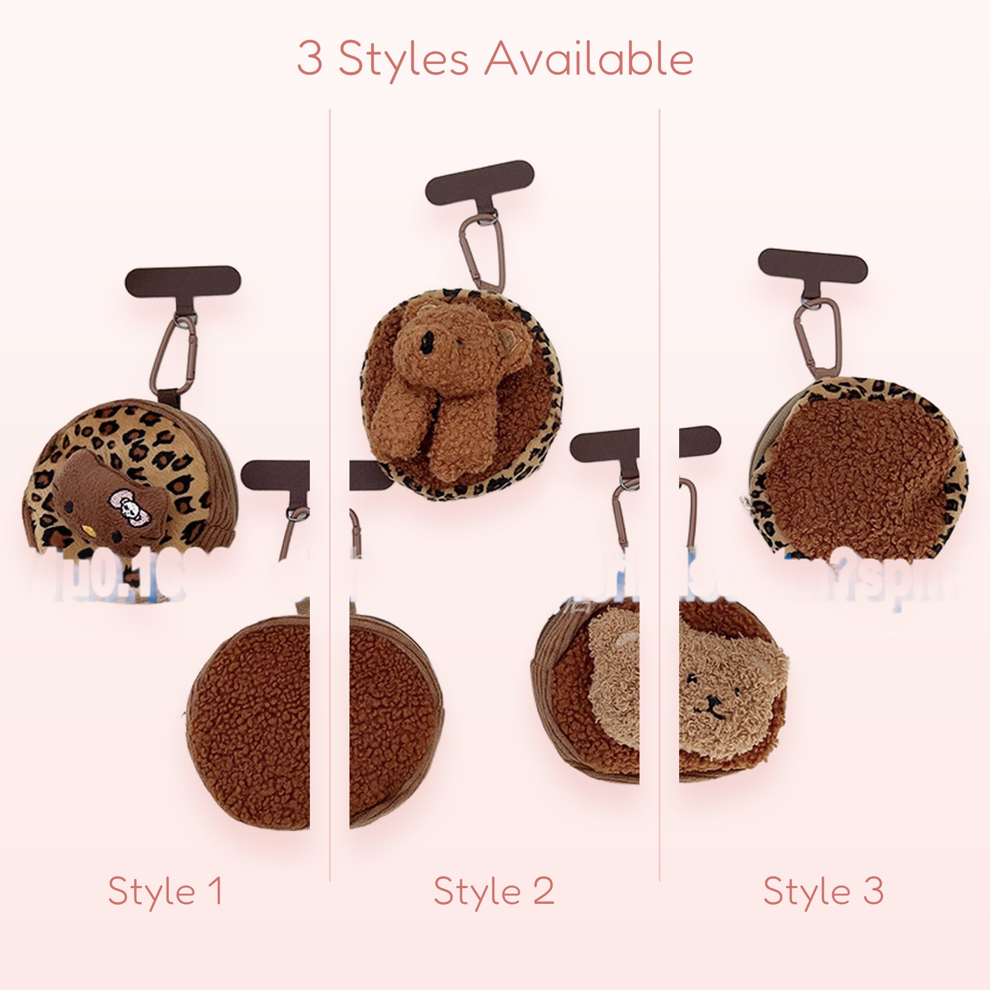 Cute Plush Bear & Leopard Print Phone Grip | Fuzzy Animal Pop Socket Stand