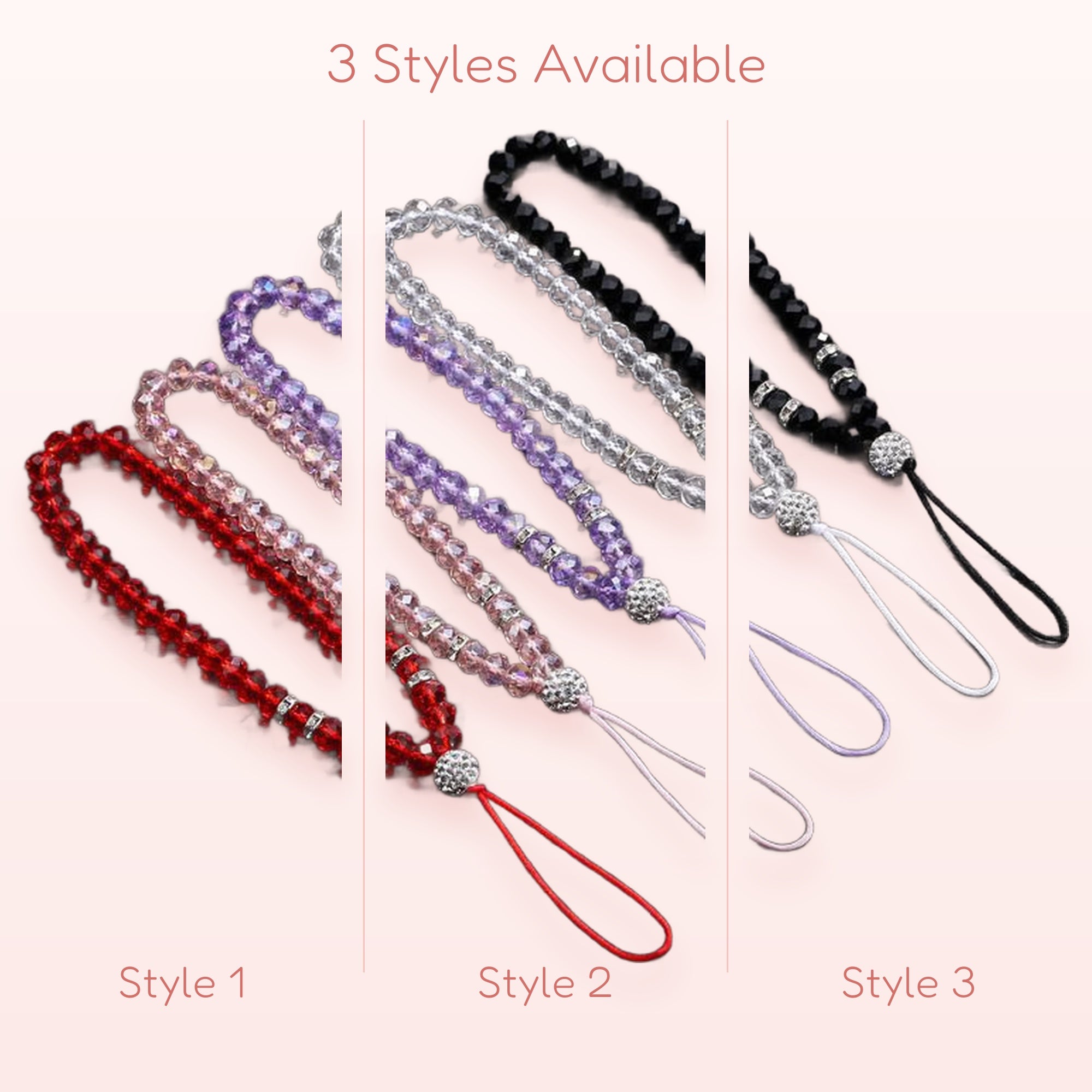 Sparkling Crystal Beaded Phone Charm Strap | Aesthetic Wrist Lanyard in Multiple Colors