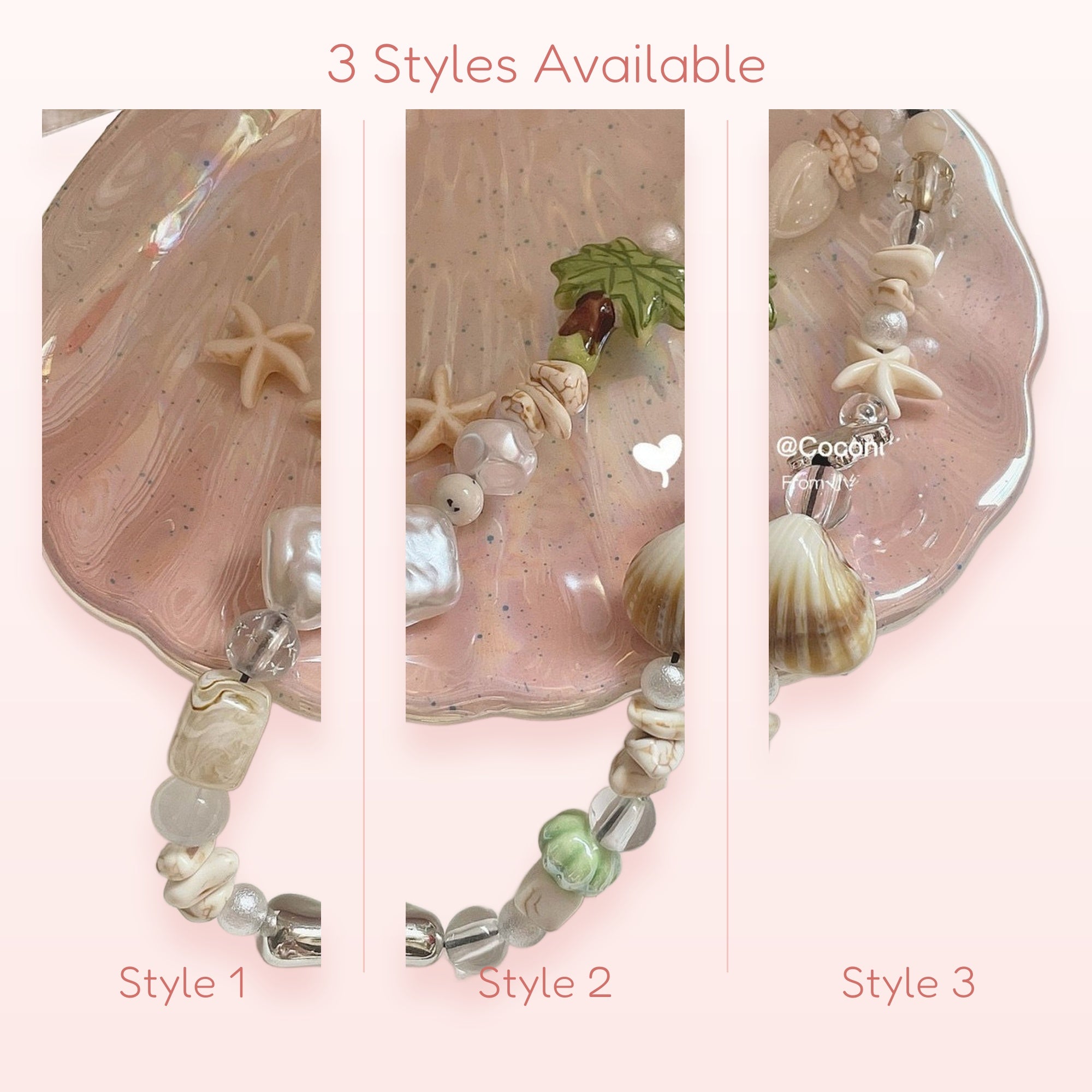 Oceanic Shell & Pearl Phone Charm | Beachy Beaded Wrist Lanyard