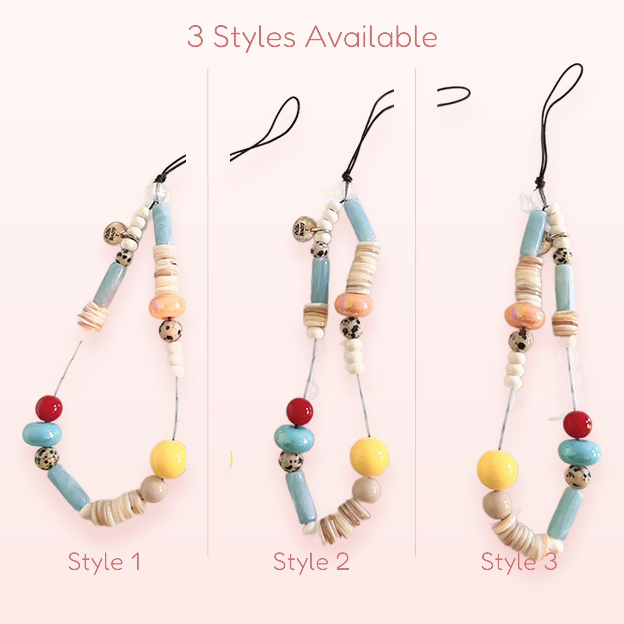 Aesthetic Beaded Phone Charm Strap | Pastel Blue & Yellow Y2K Wrist Lanyard