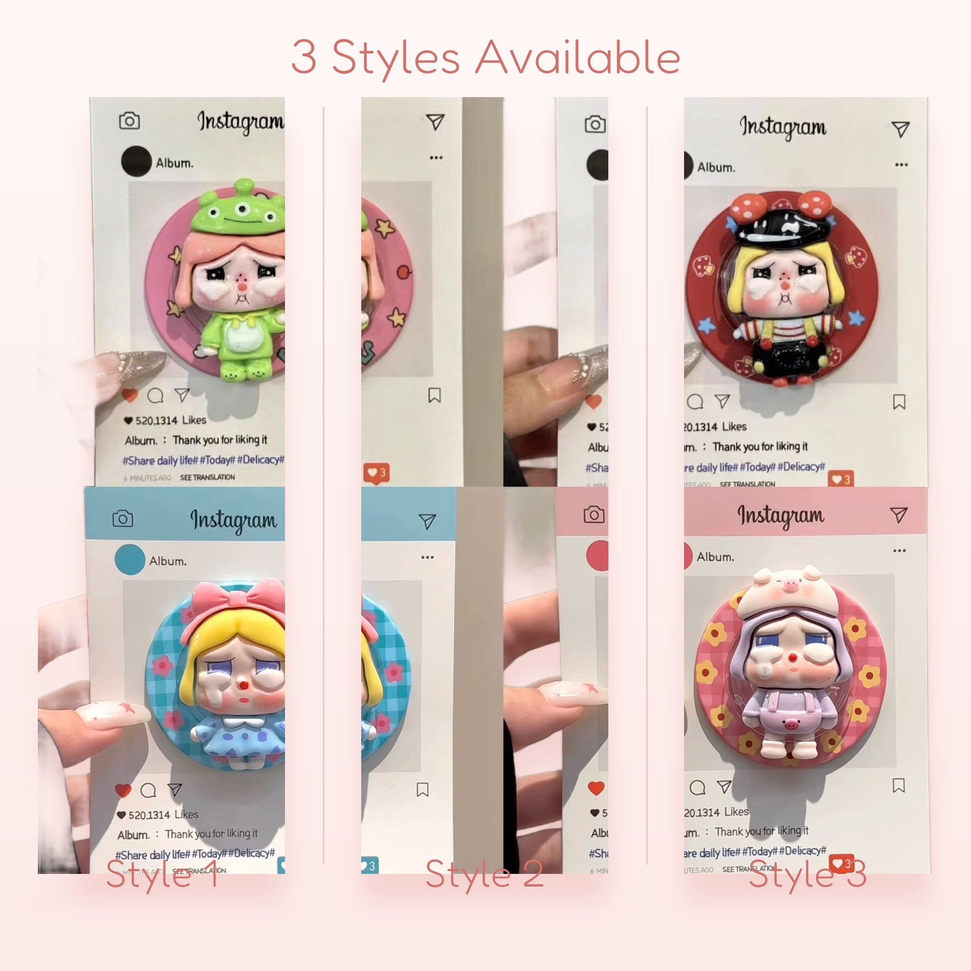 Kawaii Crying Character Phone Grip | Cute Pop Socket Stand for iPhone & Android