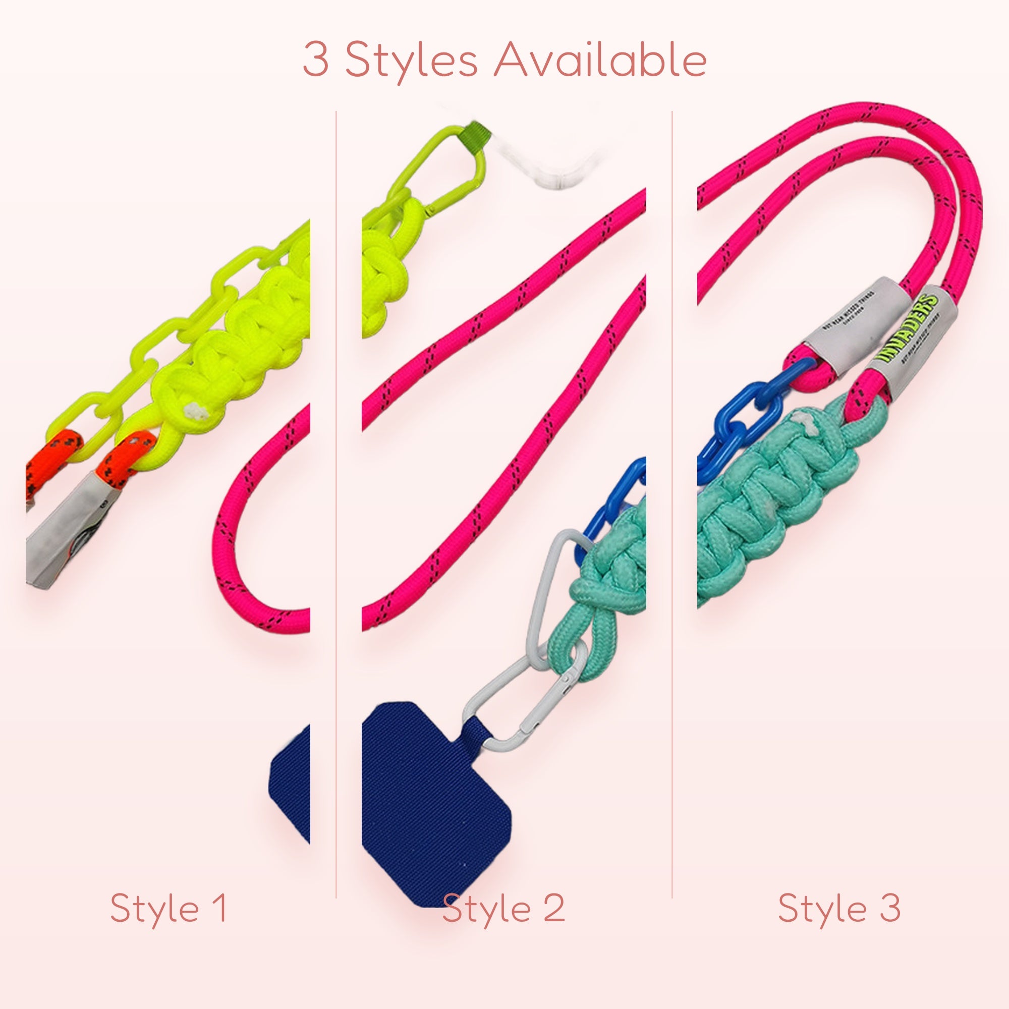 Neon Pink & Green Paracord Phone Lanyard | Y2K Sporty Crossbody Phone Strap