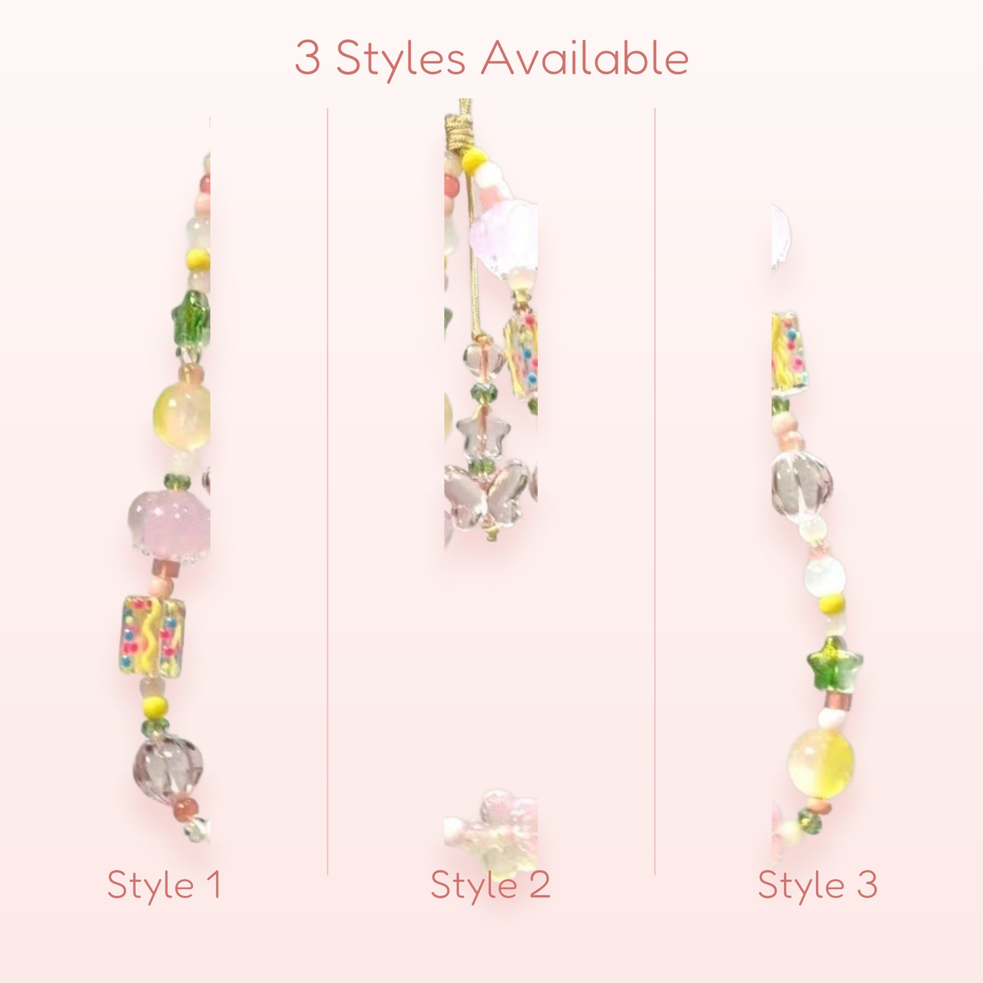 Pastel Beaded Phone Charm | Kawaii Glass Bead Wrist Strap