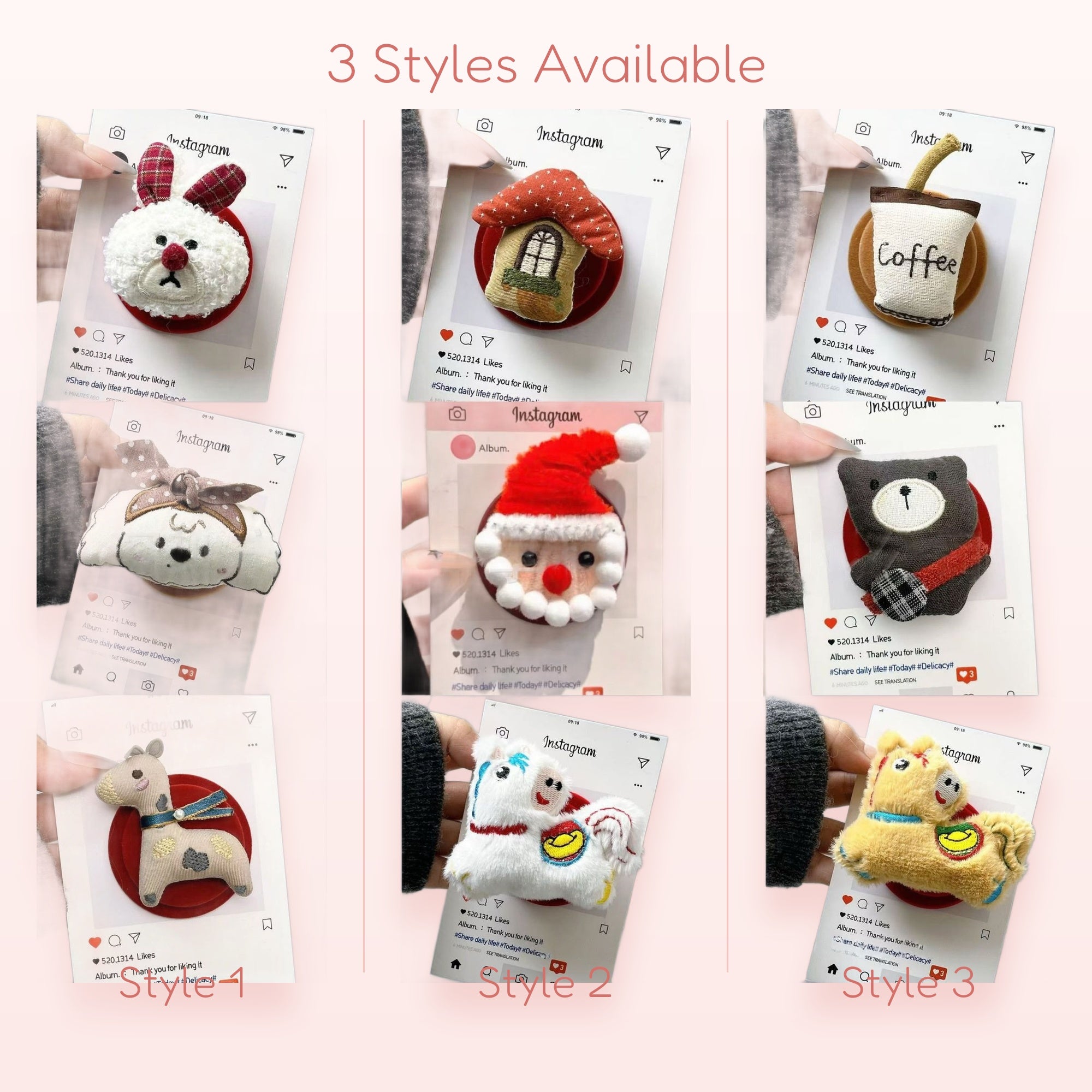 Kawaii Plush Animal & Object Phone Grip Collection | Cute Pop Socket Stand