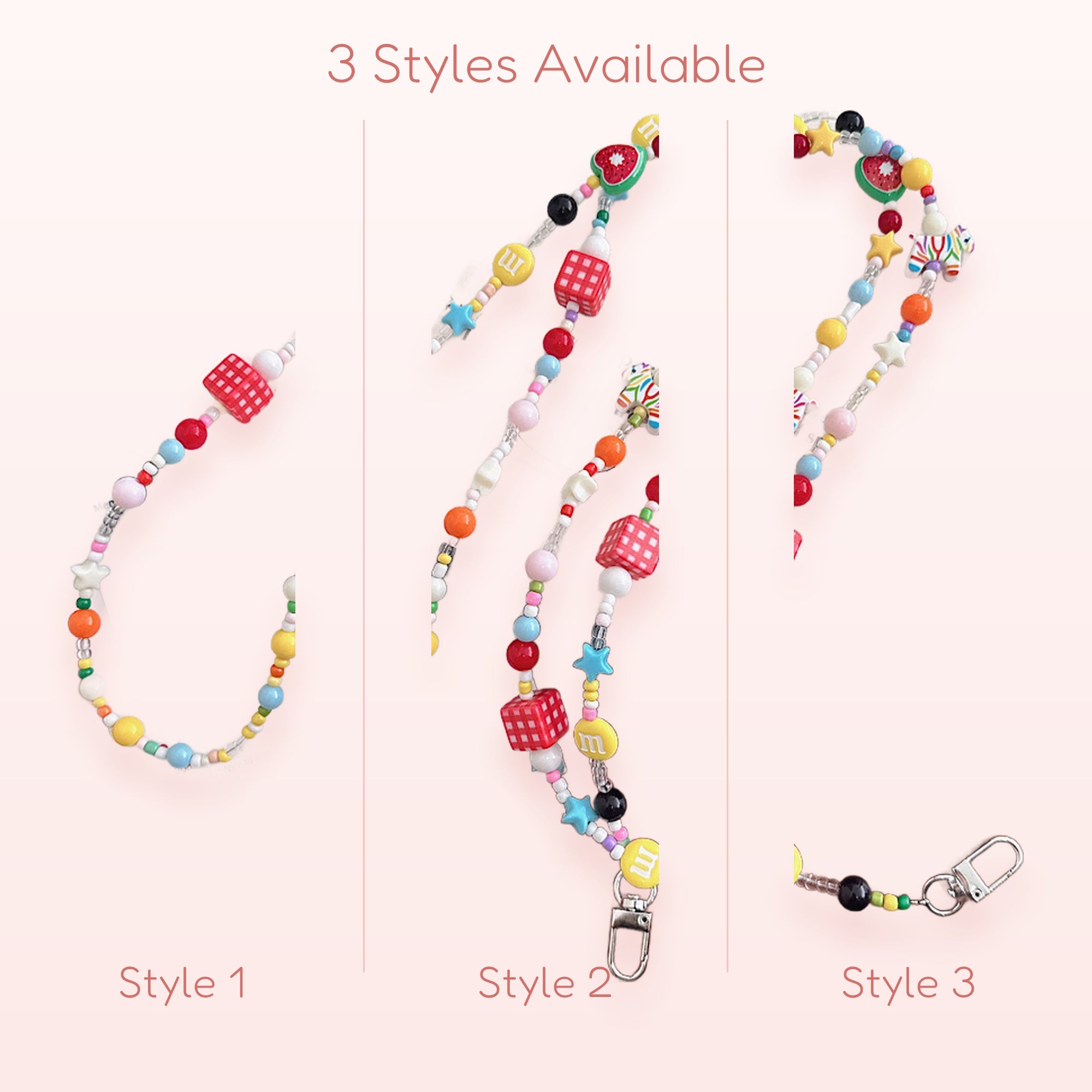 Y2K Beaded Phone Charm Strap | Kawaii Colorful Dice & M&M Wrist Lanyard
