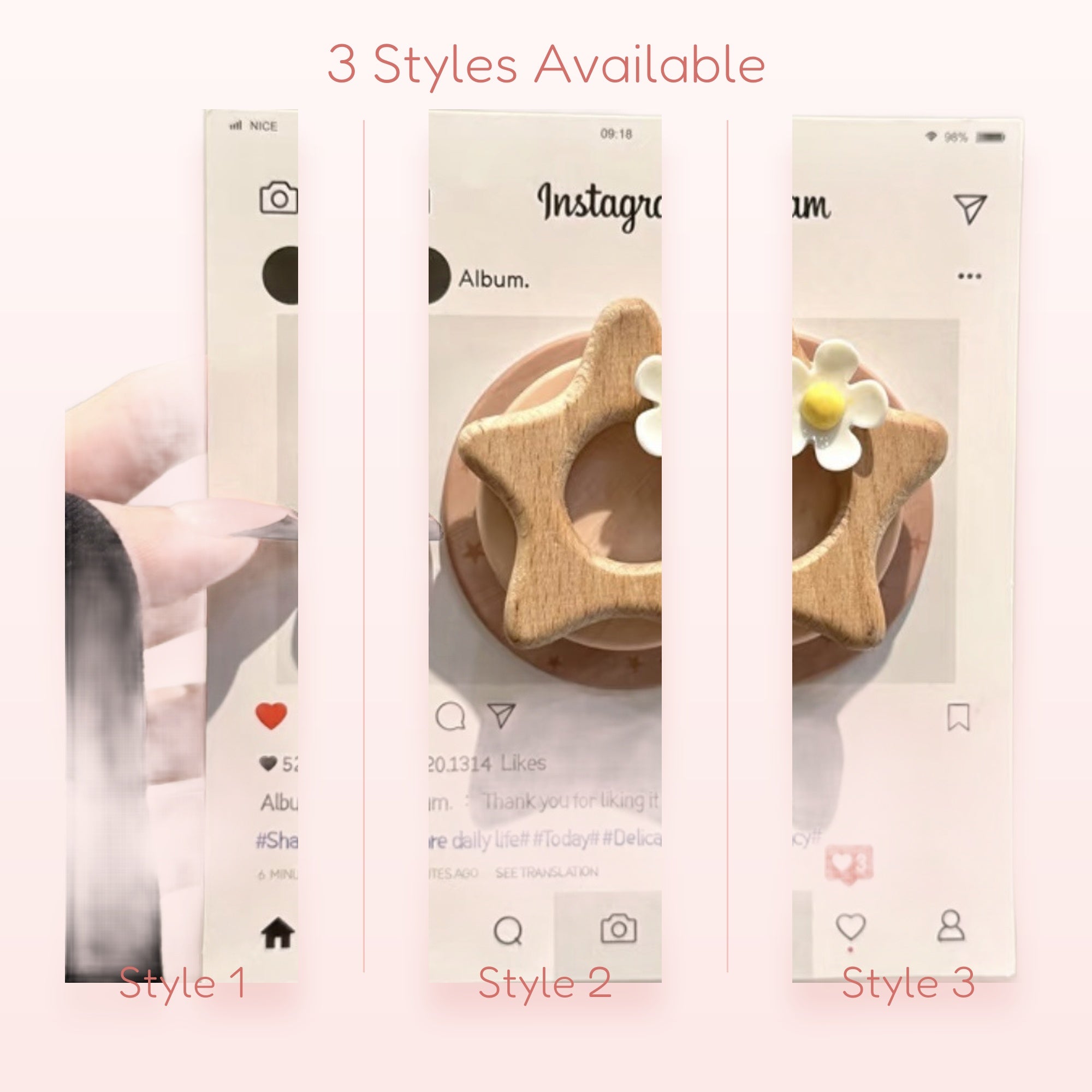 Cute Wooden Star Phone Grip | Aesthetic Daisy Pop Socket Stand