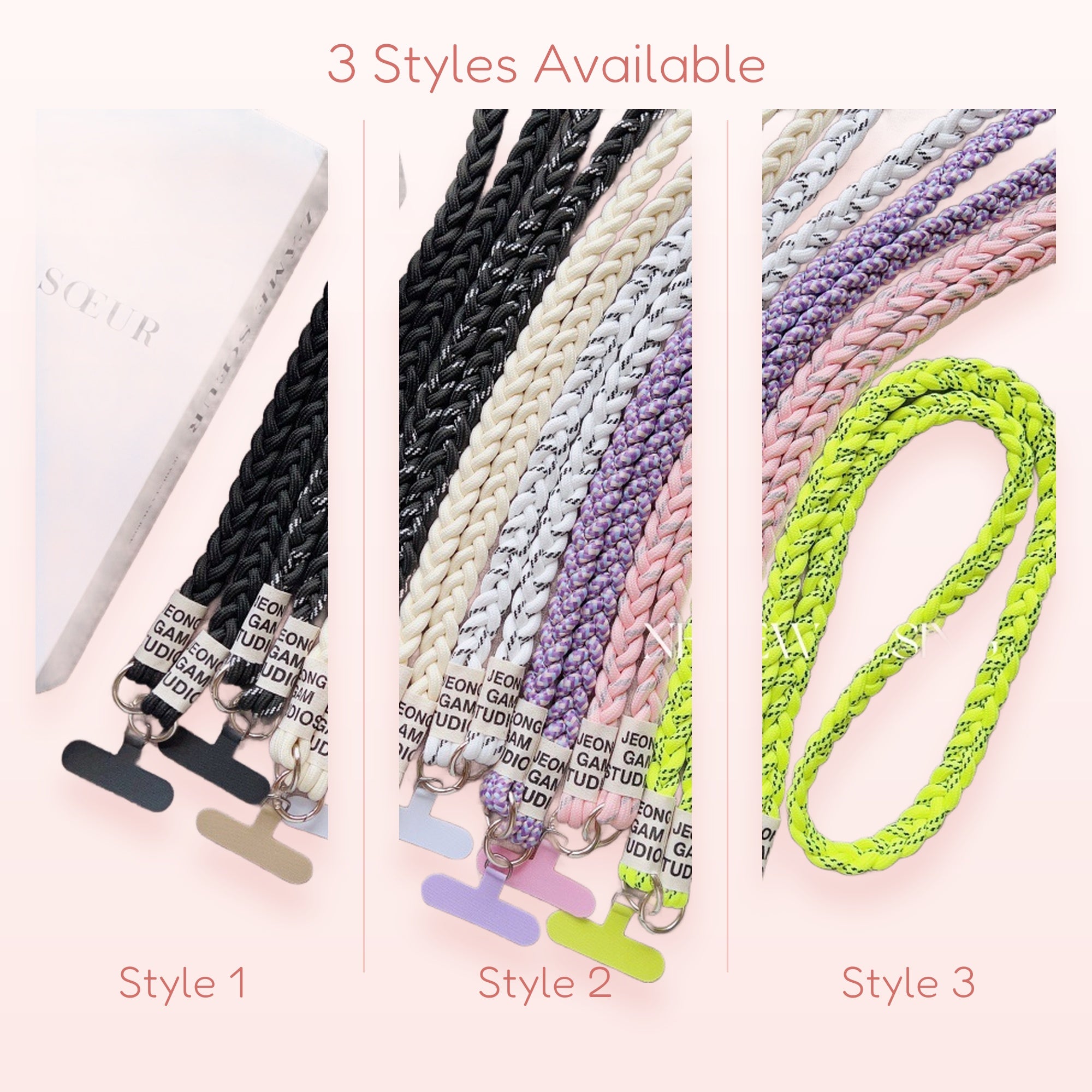 Braided Rope Phone Charm Lanyard | Colorful Crossbody Strap with Phone Tab