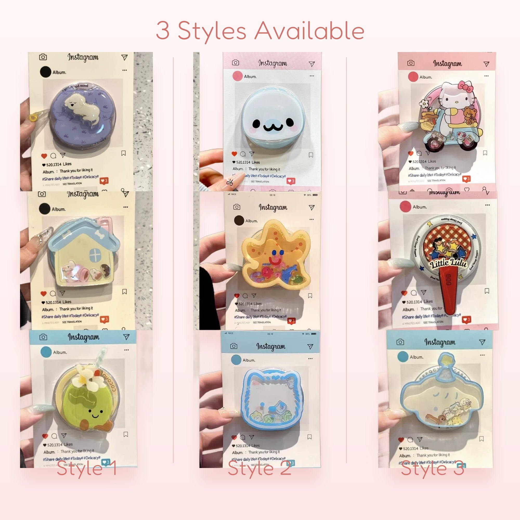 SIMPLYBUBBI — Assorted Kawaii Shaker Phone Grips | Cute Phone Stand Holder