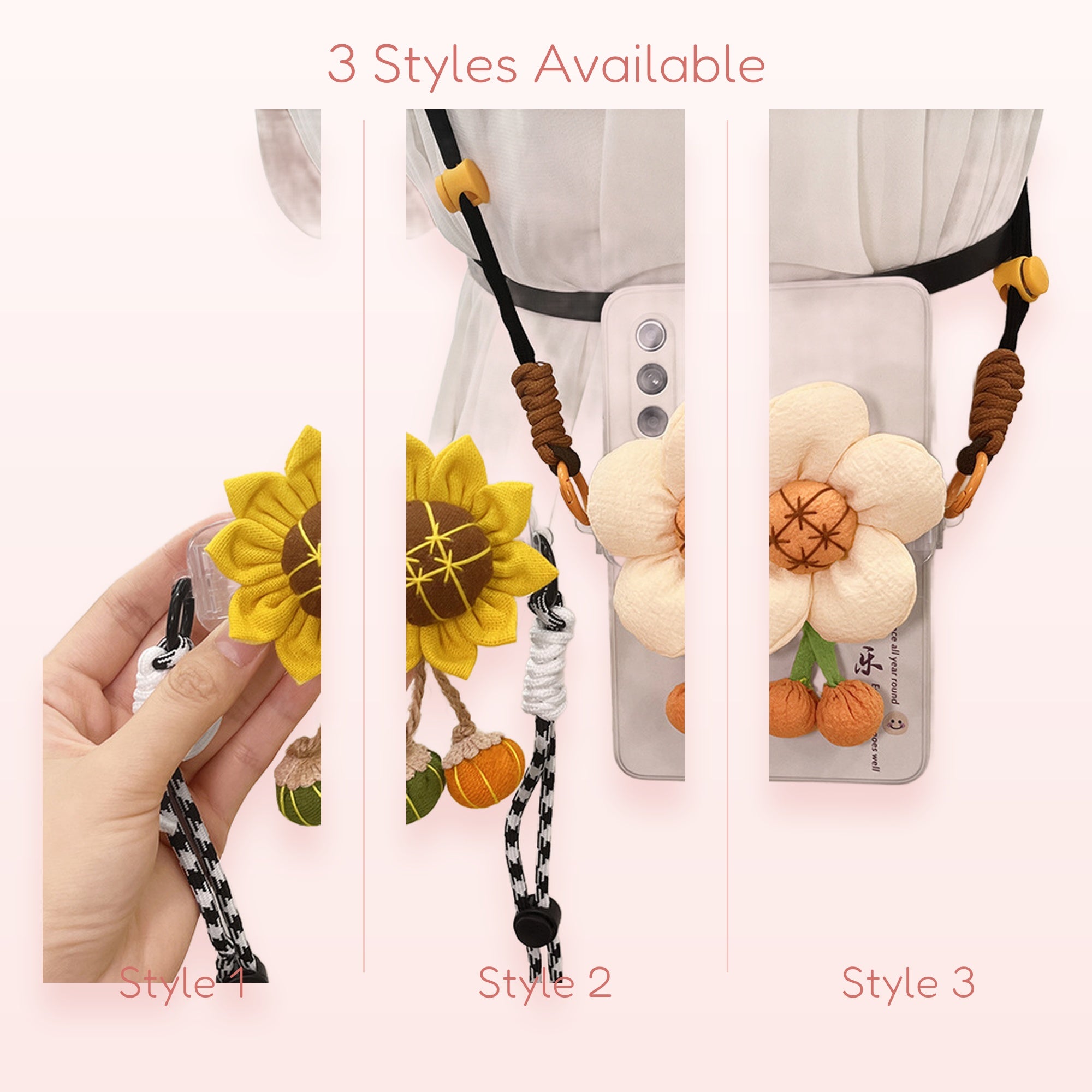 Kawaii Sunflower & Daisy Phone Lanyard | Cute Floral Crossbody Phone Strap