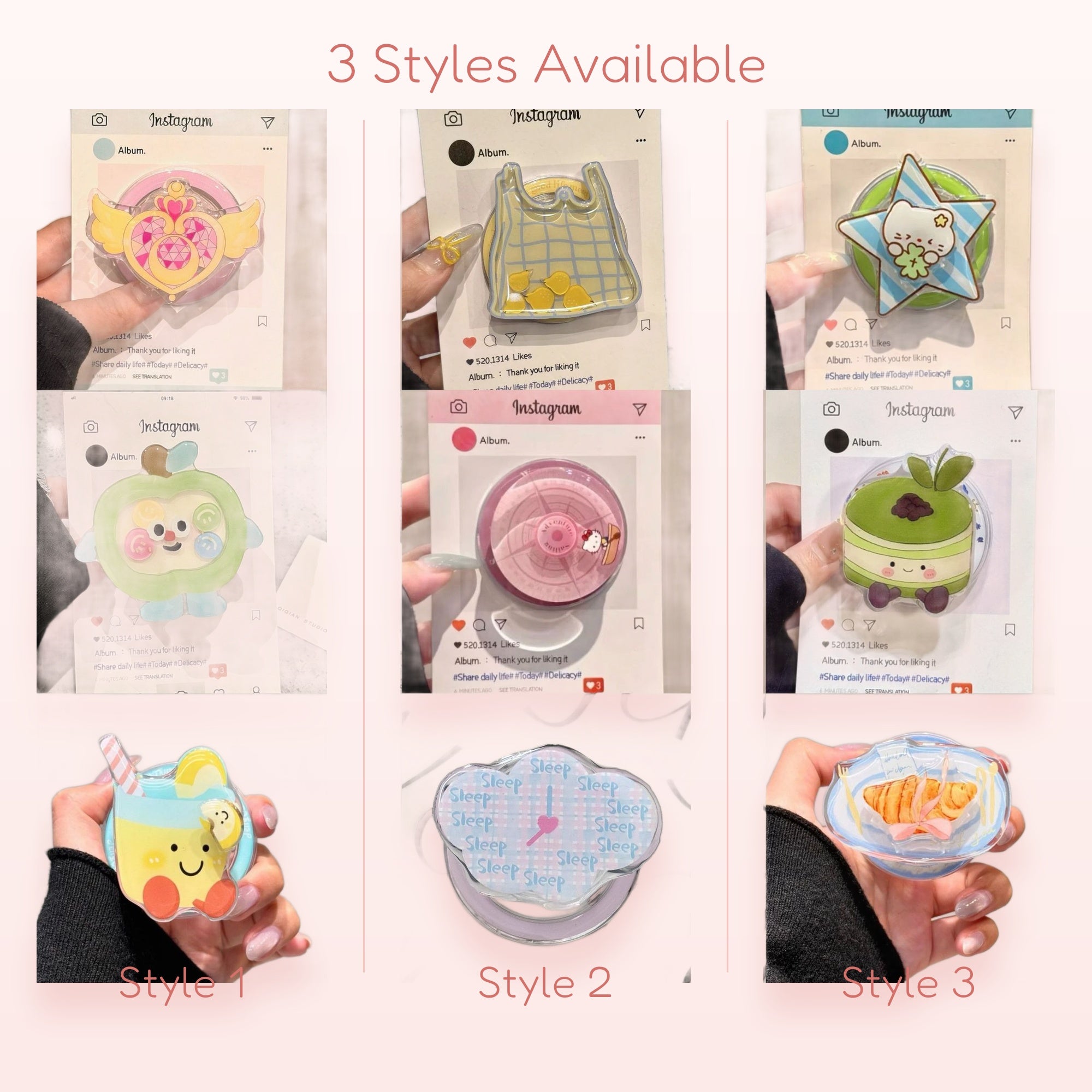 SIMPLYBUBBI — Assorted Kawaii Snack & Drink Phone Grip | Cute Pop Socket Holder