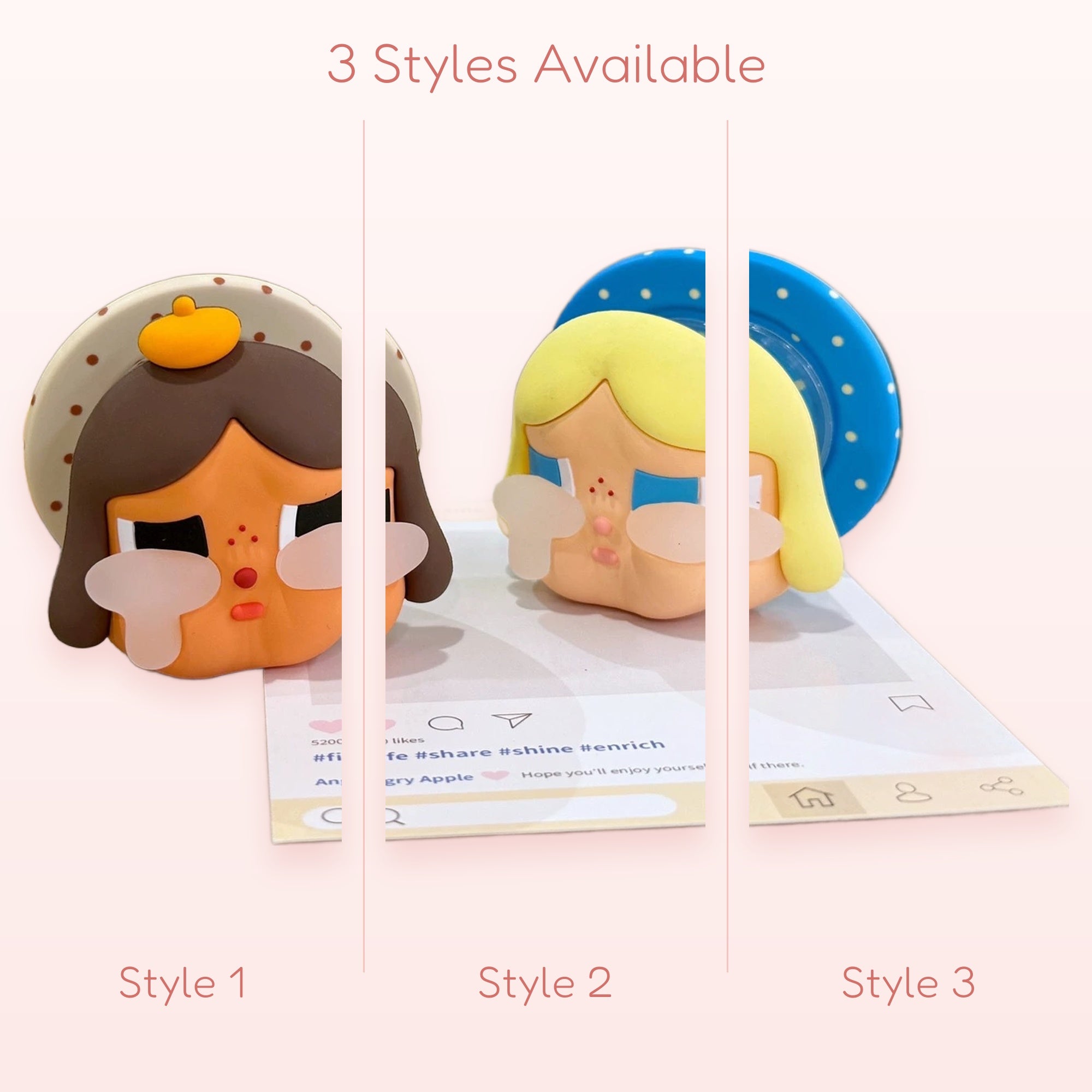 Kawaii Crying Face Phone Grip | Cute Cartoon Pop Socket Stand