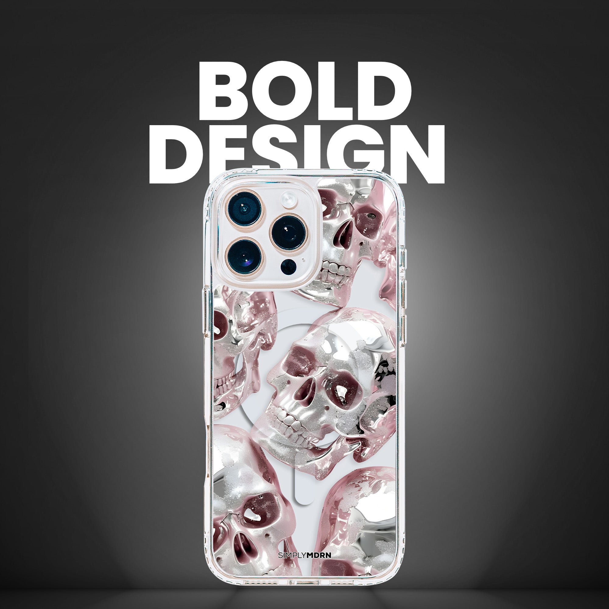 PINK CHROME SKULLS [CLEAR MAGSAFE]