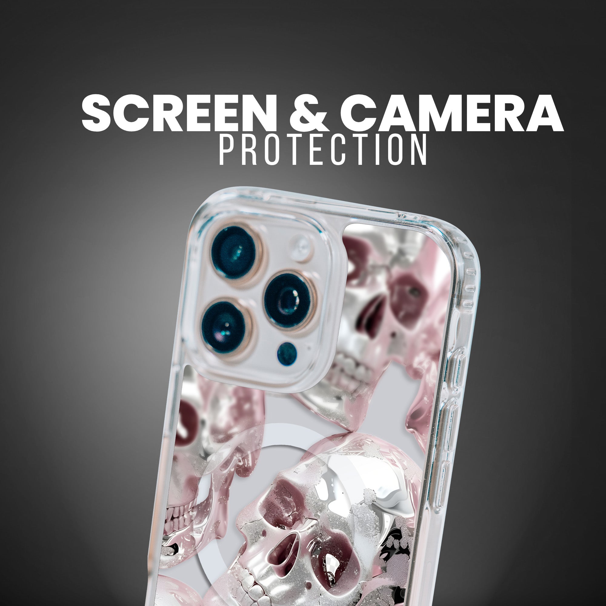 PINK CHROME SKULLS [CLEAR MAGSAFE]
