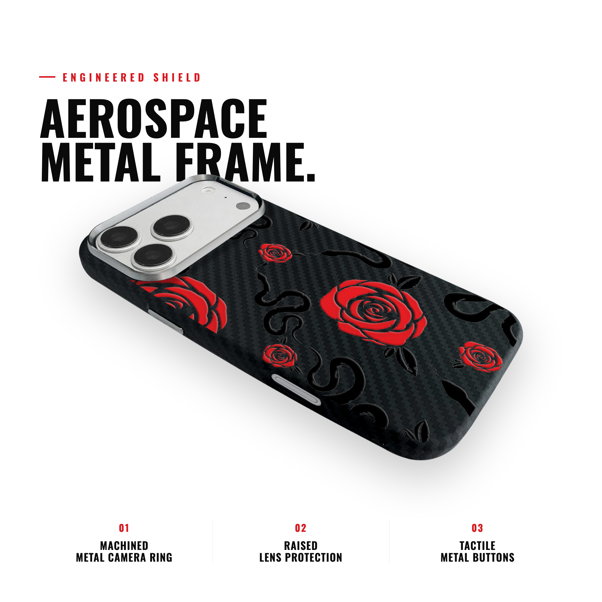 SNAKES AND ROSES Carbon [S2] iPhone case image 3